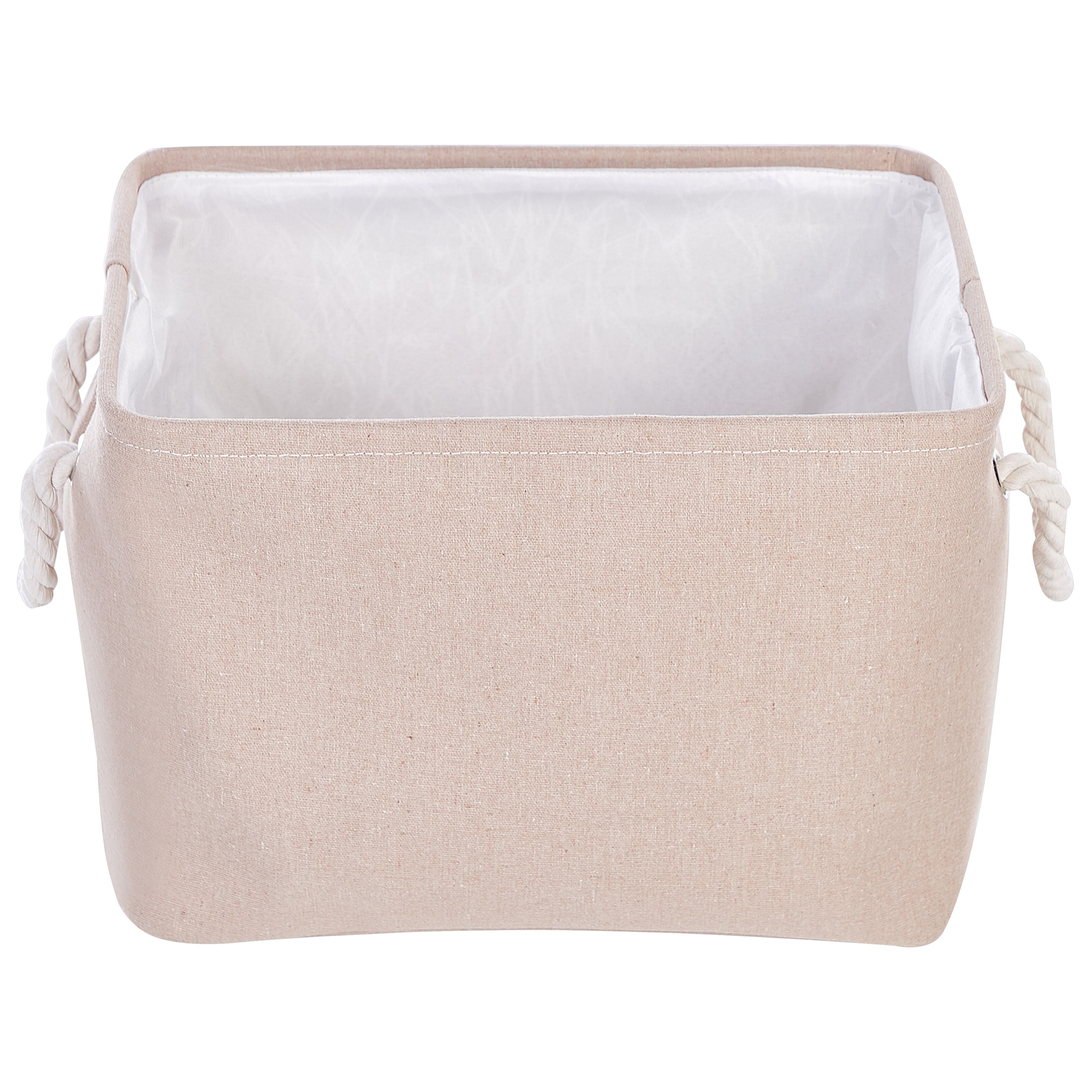 Lot de 3 Paniers de Rangement en Tissu Polyester Beige avec Poignées en Corde Boite de Rangement Organisation Salon Chambre Design Traditionnel - Image 6