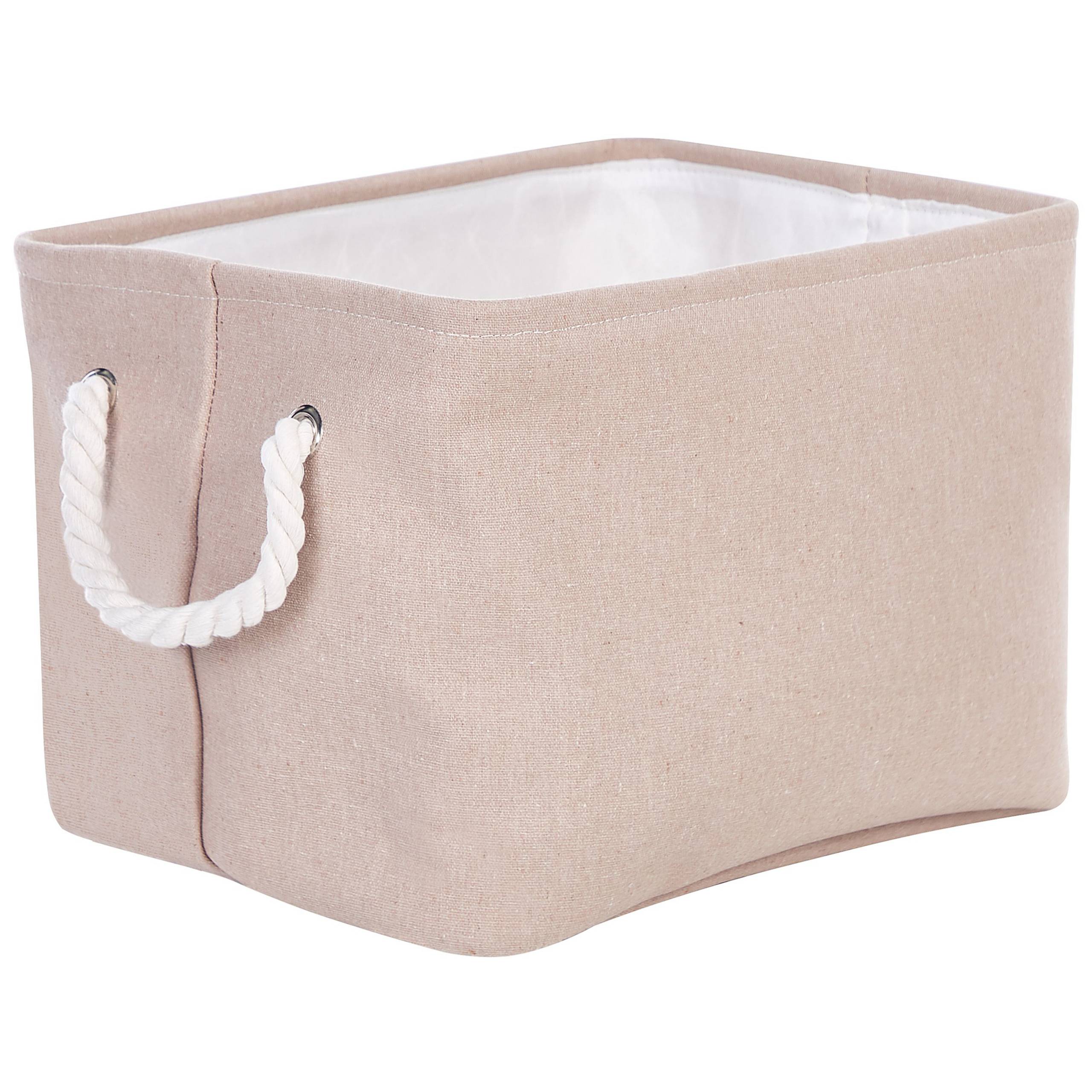 Lot de 3 Paniers de Rangement en Tissu Polyester Beige avec Poignées en Corde Boite de Rangement Organisation Salon Chambre Design Traditionnel - Image 5
