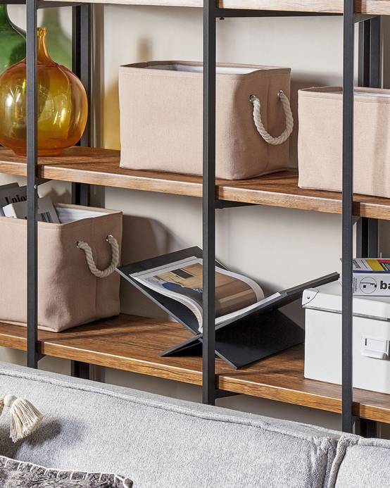 Lot de 3 Paniers de Rangement en Tissu Polyester Beige avec Poignées en Corde Boite de Rangement Organisation Salon Chambre Design Traditionnel - Image 2