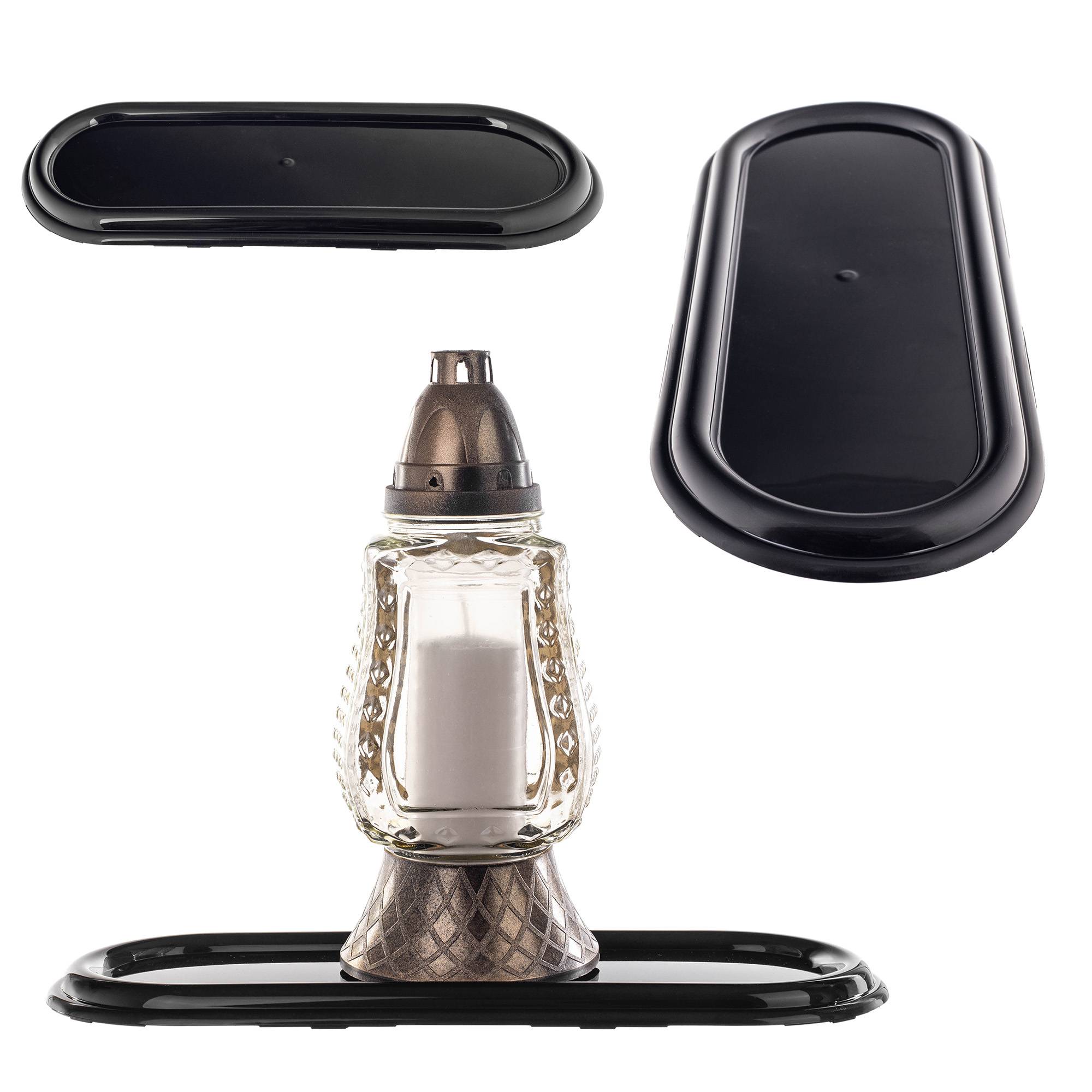 Bougeoir ovale 400 noir - Image 1