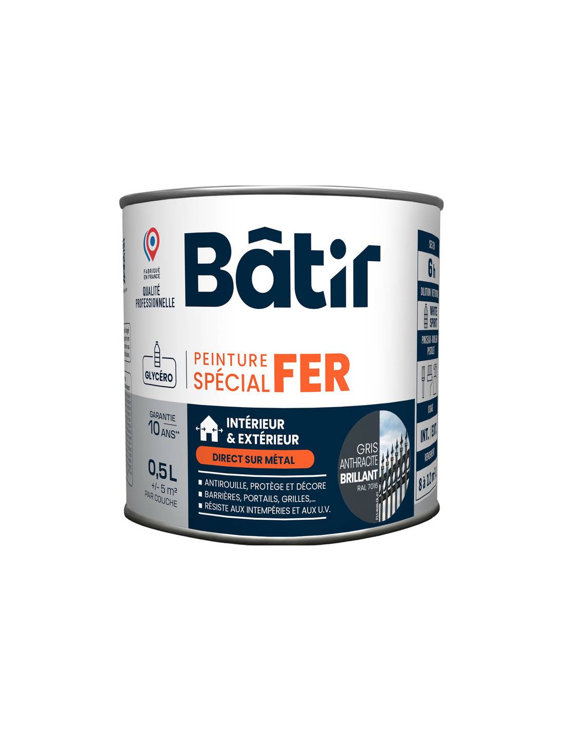 Peinture Fer Brillante Gris Ral 7016 Protection Anticorrosion Brillante - Batir Peintures