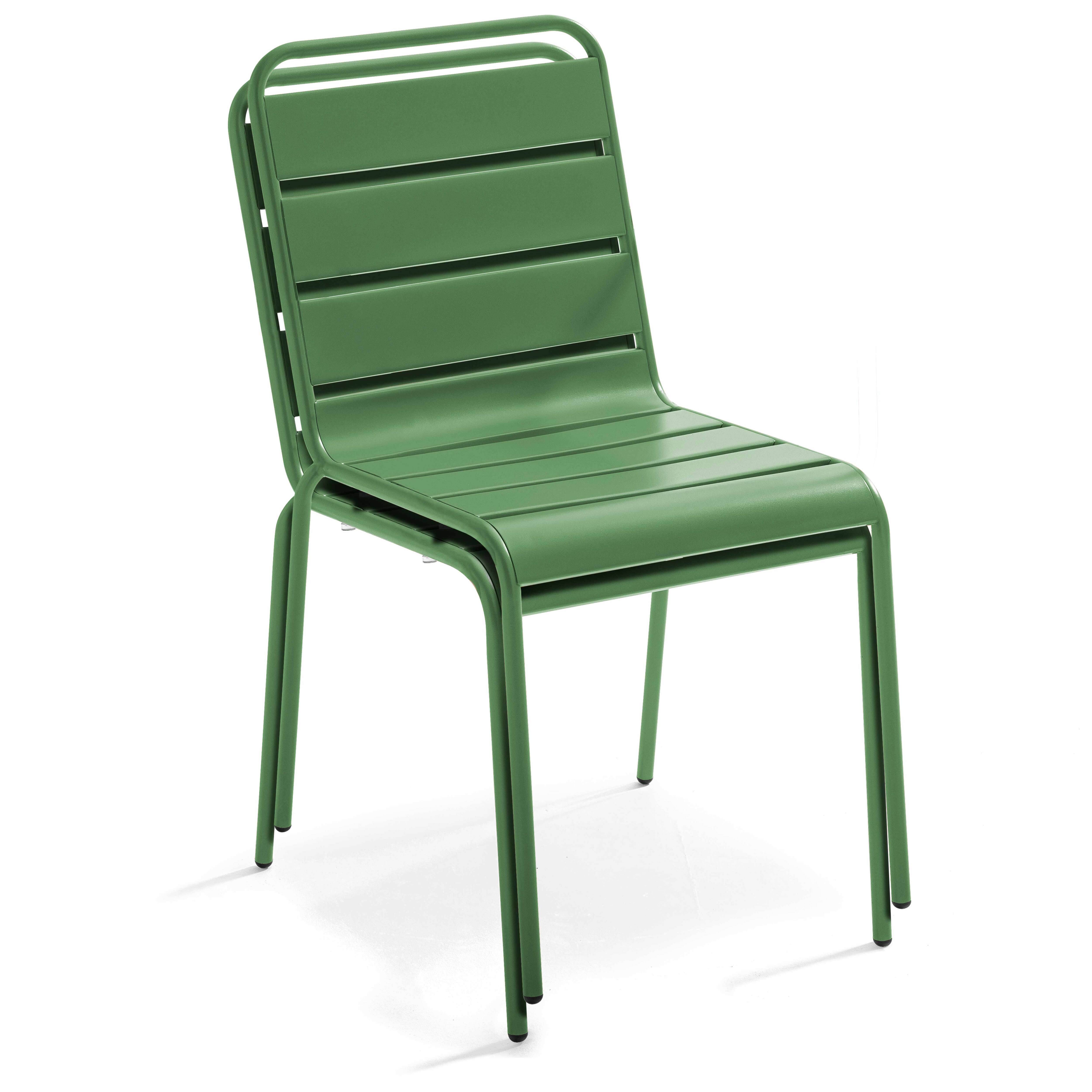 Oviala - Ensemble table de terrasse et 4 chaises en métal vert cactus Palavas - Oviala - Image 6