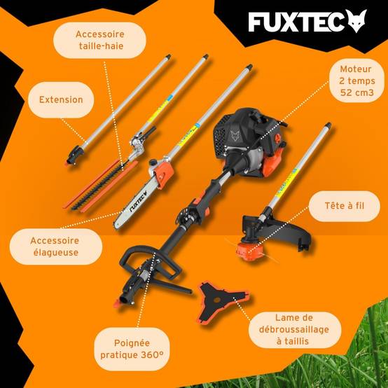 FUXTEC - Débroussailleuse thermique multifonction 5en1 - FUXTEC FX-MT152E - 52cm3 3CV - Image 6