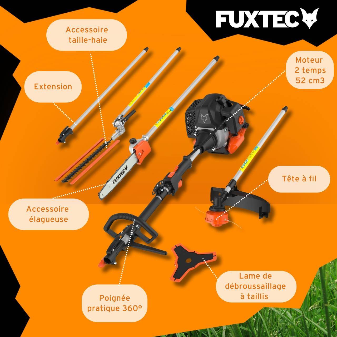 FUXTEC - Débroussailleuse thermique multifonction 5en1 - FUXTEC FX-MT152E - 52cm3 3CV - Image 6