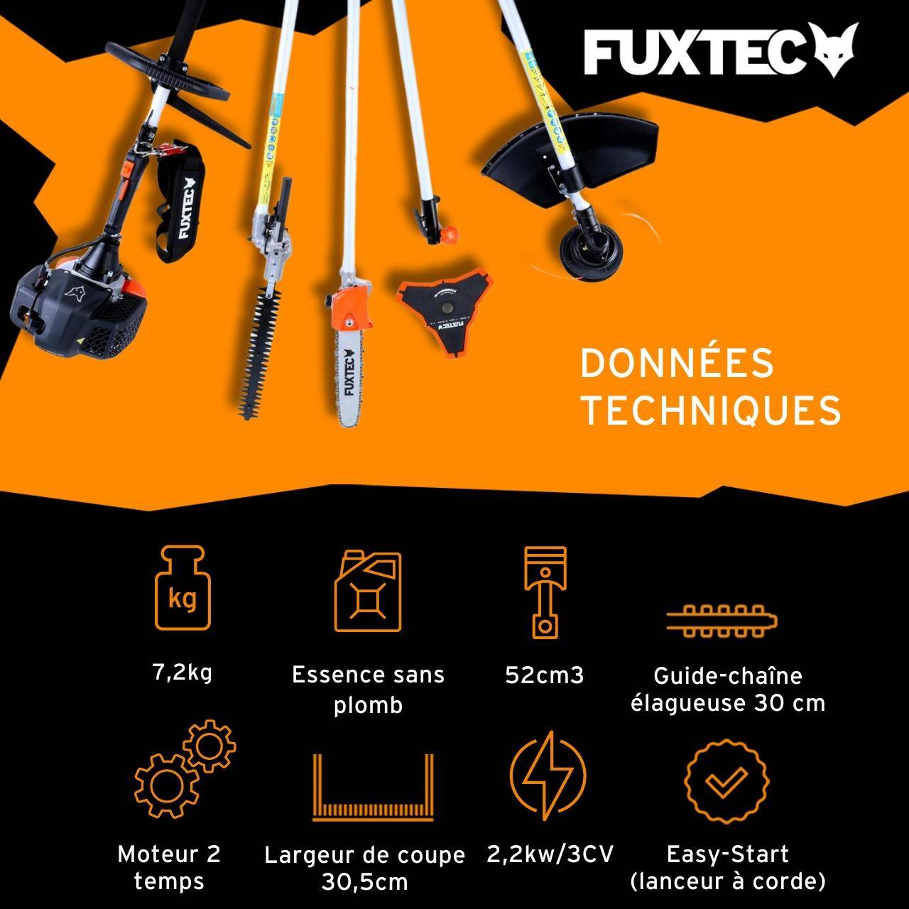 FUXTEC - Débroussailleuse thermique multifonction 5en1 - FUXTEC FX-MT152E - 52cm3 3CV - Image 3