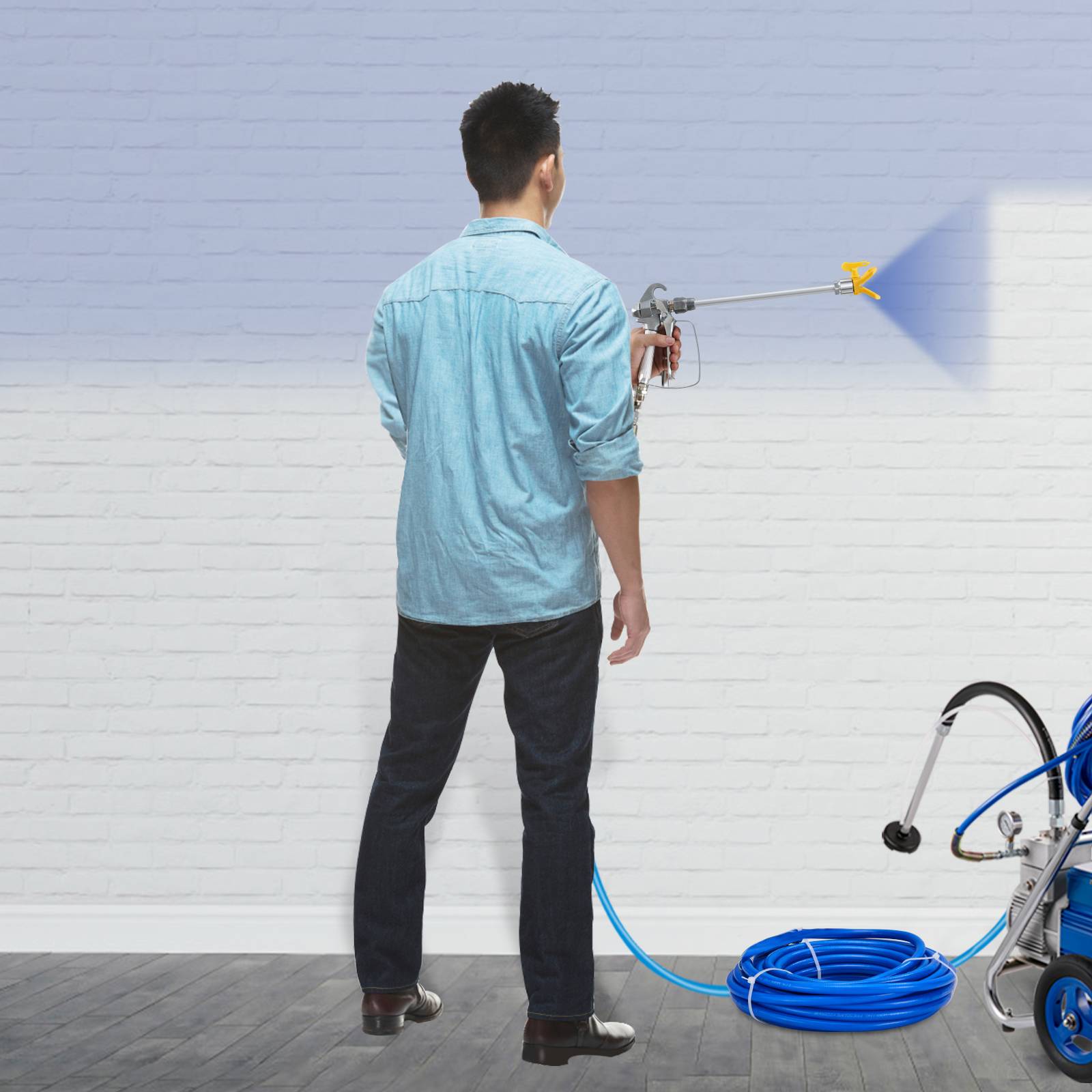 VEVOR Ensemble tuyaux peinture sans air, 50 pieds, 3600 psi. Rallonge 8 pouces, buse 517, rotatif 1/4". - Image 8