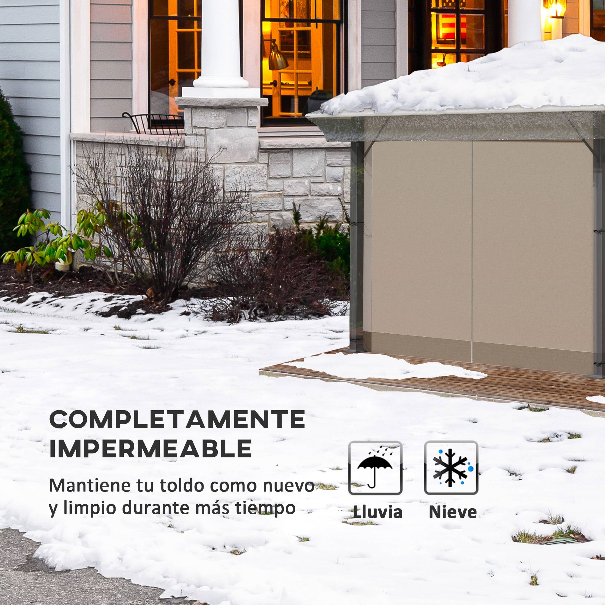 Housse de Protection Tonnelle 3x3m Bâche PVC Transparente Imperméable pour Toit de Pergola 300x300 cm - ComfortXL Outdoor Living - Image 6
