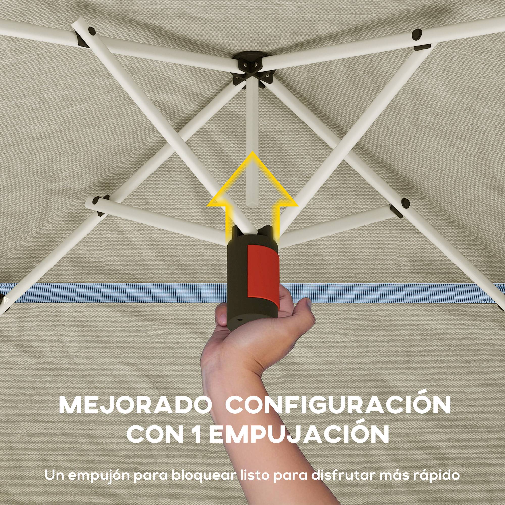 Tente pliante pop-up 3,5 x 3,5 m avec 3 niveaux de hauteur réglables, double toit, fermeture centrale et sac de transport, protection UPF50+ kaki - Image 8