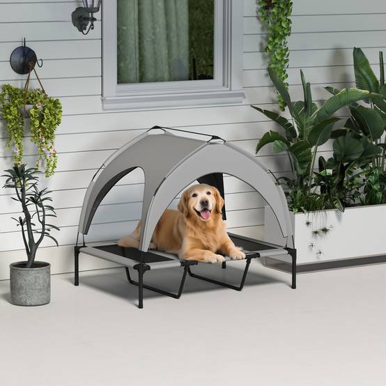 Lit pour chien acier et tissu gris clair 106 x 76 x 94 cm - PANGIVO - Image 3