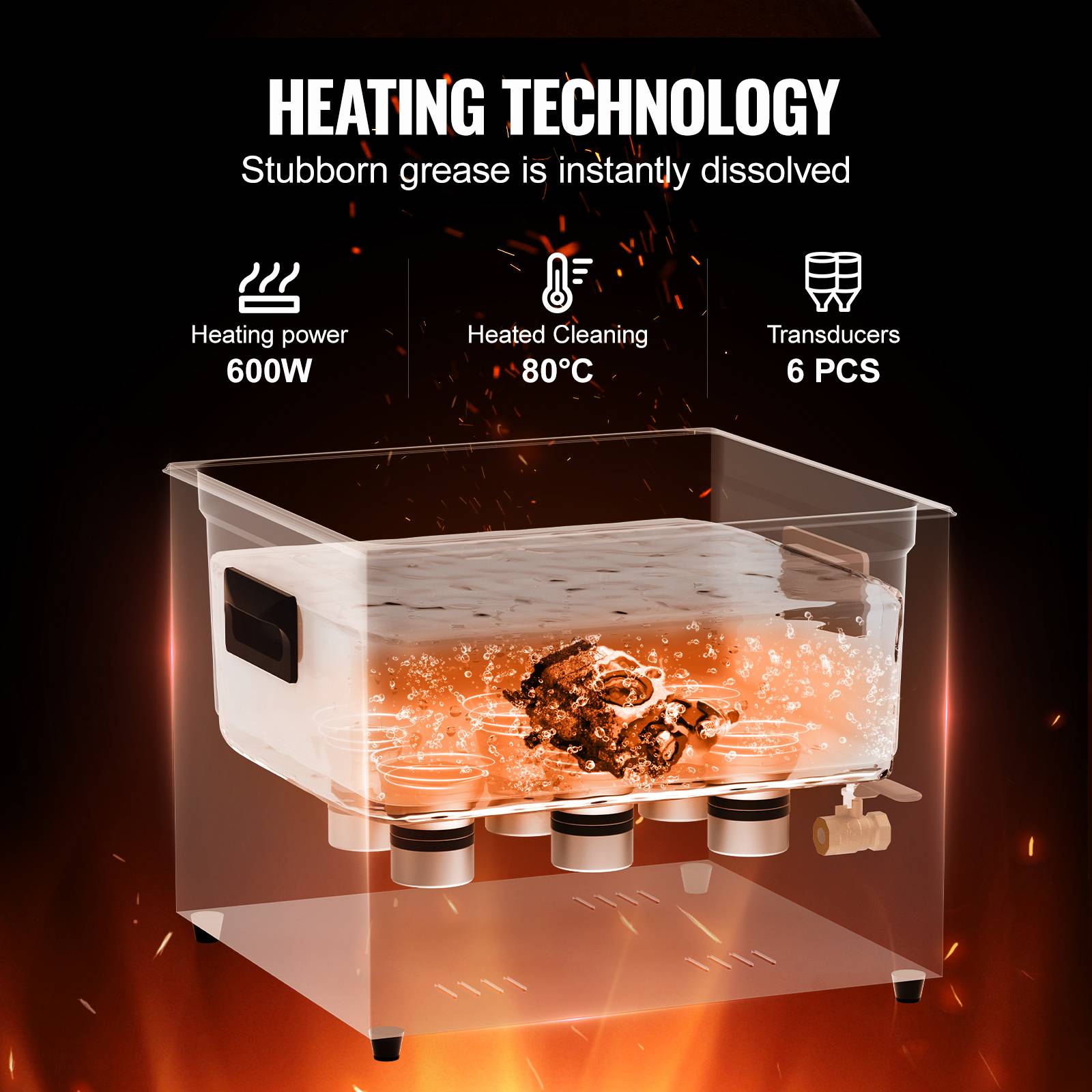 VEVOR Nettoyeur ultrasons numérique 15L, 360W, mode doux/dégazage, chauffage/minuterie, pour prothèses, bijoux, outils. - Image 3