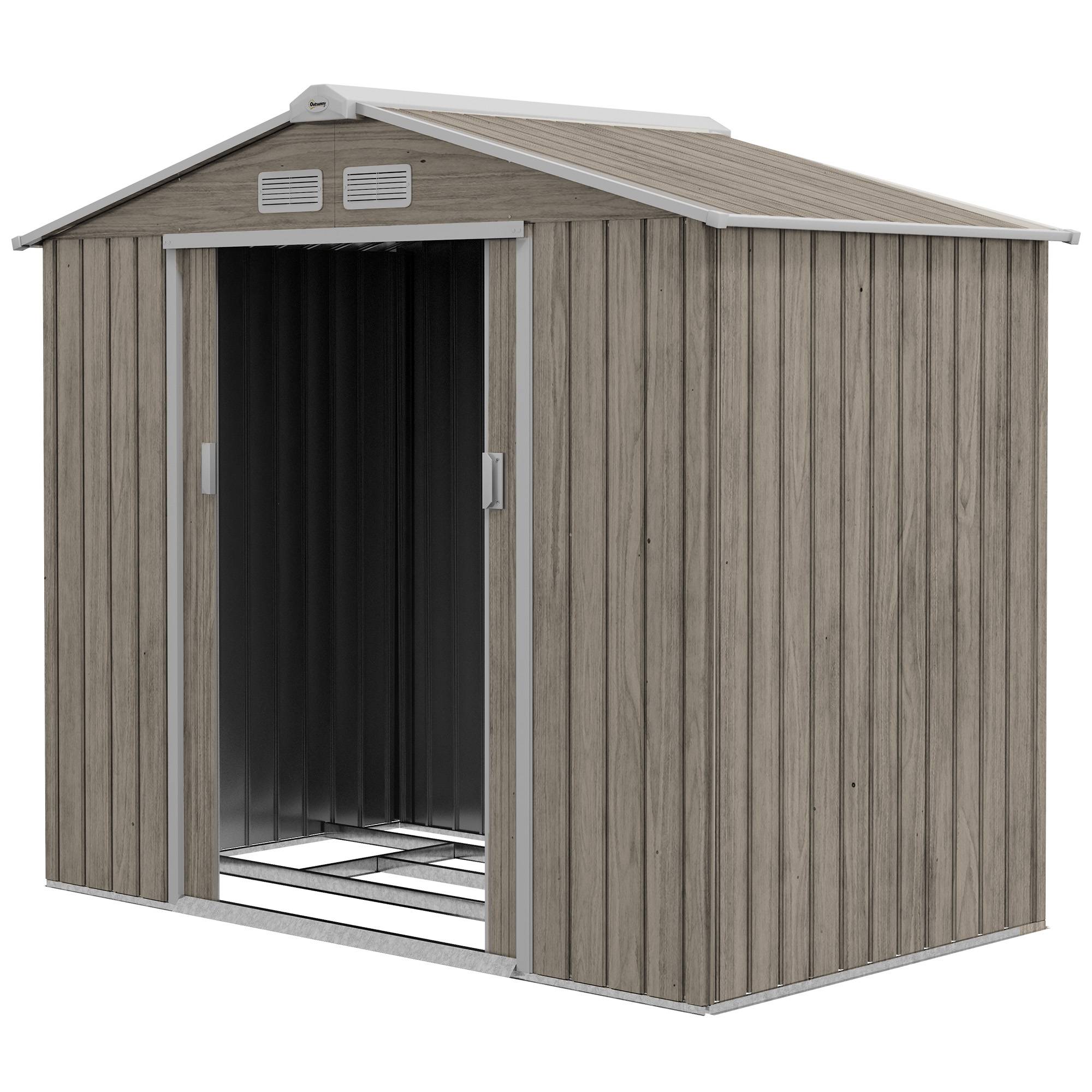 Abri de jardin acier galvanisé extérieur rangement outils 213x130x185cm bois - ComfortXL Outdoor Living - Image 2
