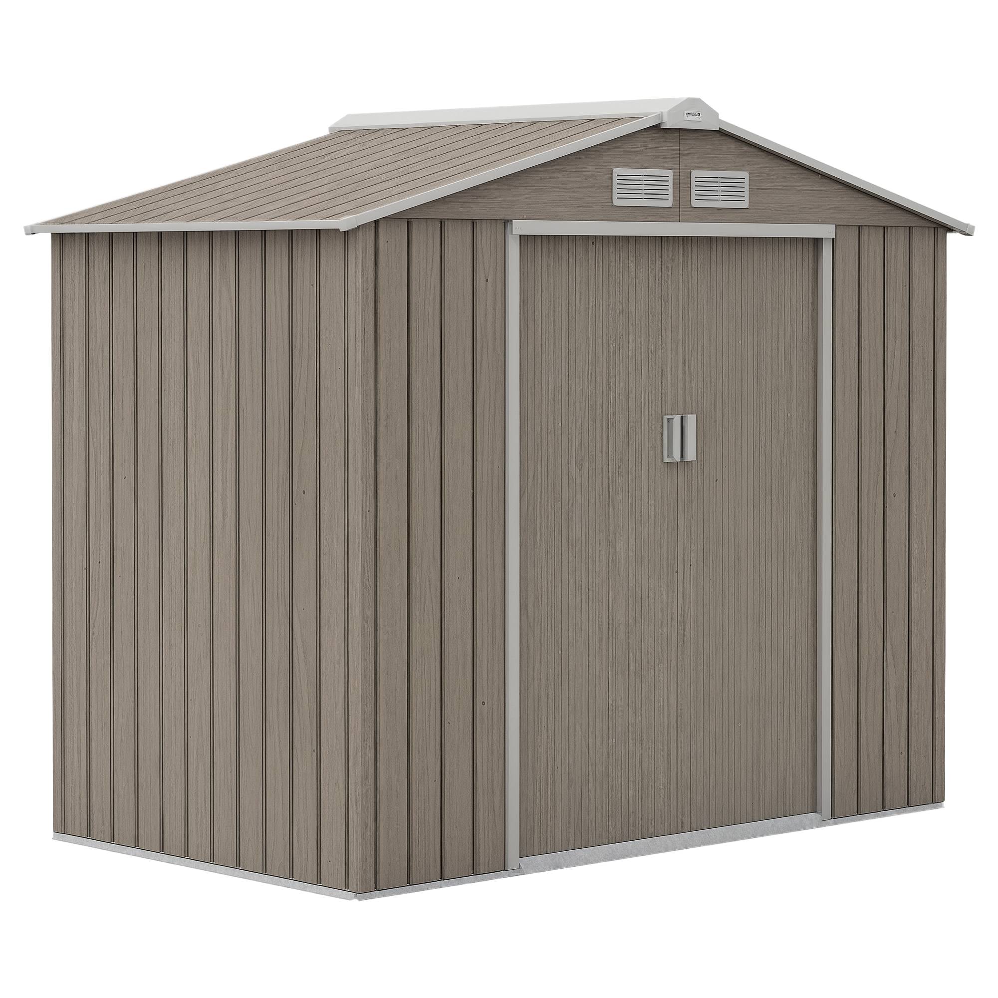 Abri de jardin acier galvanisé extérieur rangement outils 213x130x185cm bois - ComfortXL Outdoor Living - Image 1