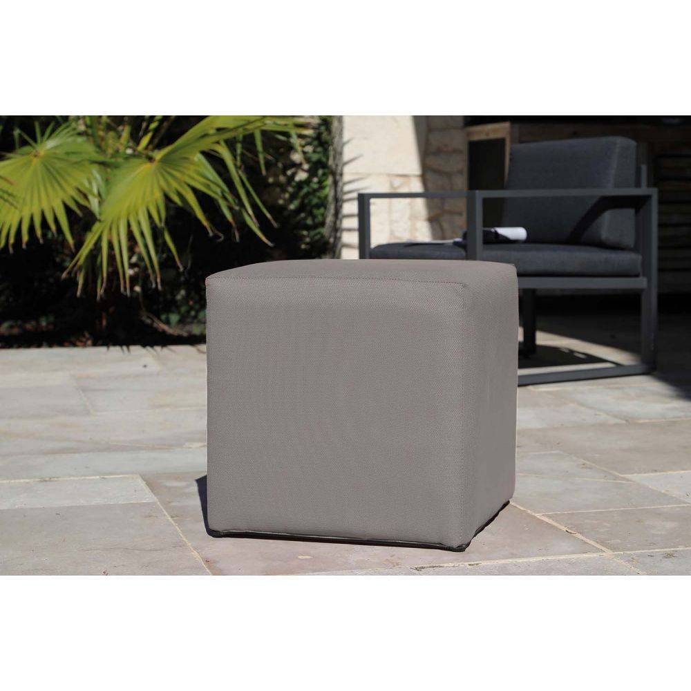 Proloisirs - Pouf tabouret extérieur Cub 43 cm Taupe - Image 2