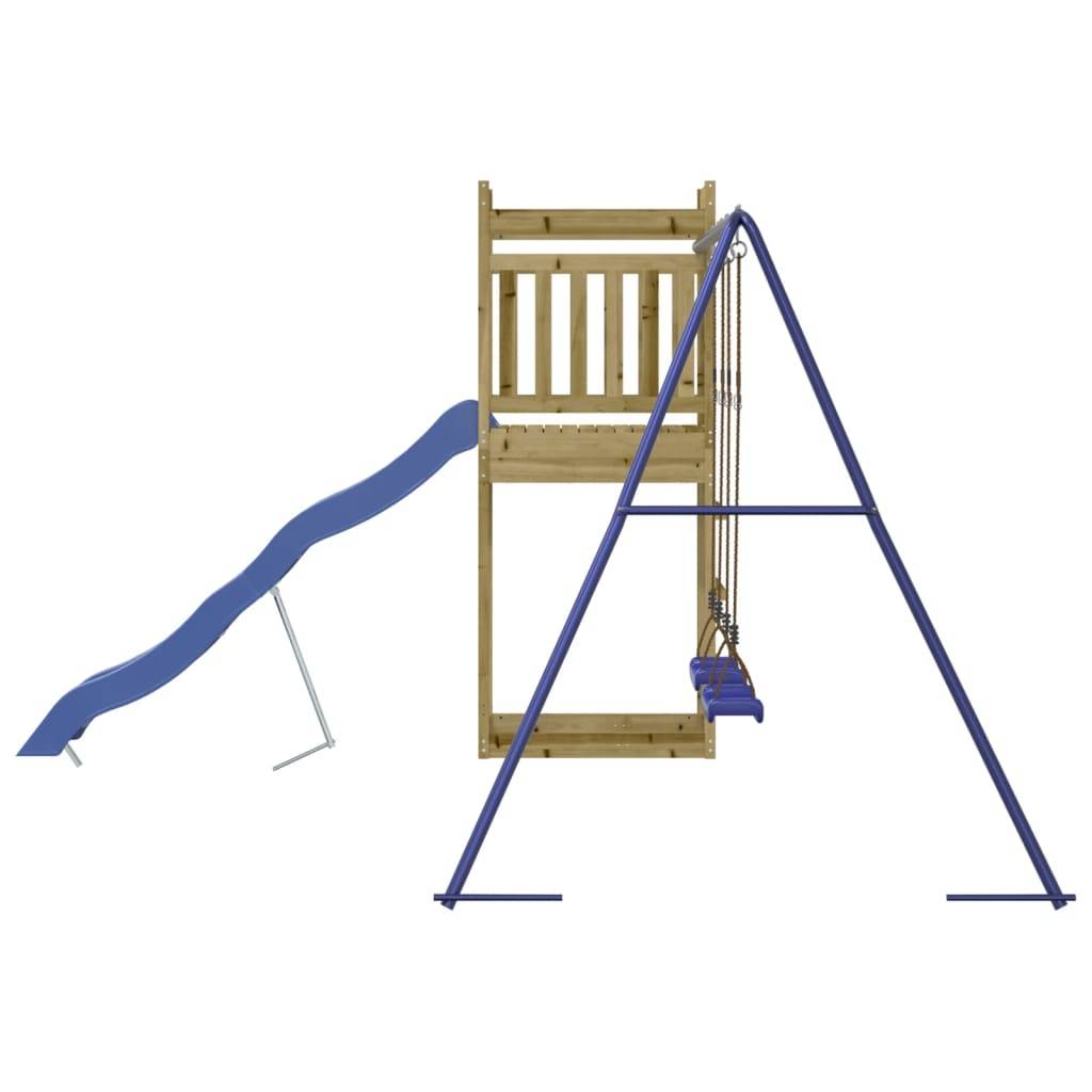 Helloshop26 - Aire de jeux d'extérieur balançoires toboggan portiques robuste jeux jardin 314 x 349 x 207 cm bois de pin imprégné - Image 5
