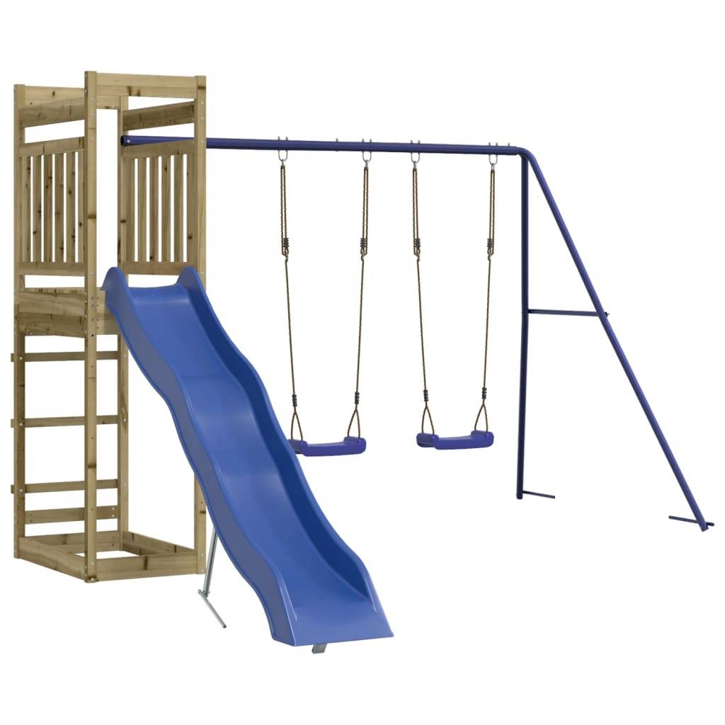 Helloshop26 - Aire de jeux d'extérieur balançoires toboggan portiques robuste jeux jardin 314 x 349 x 207 cm bois de pin imprégné - Image 3