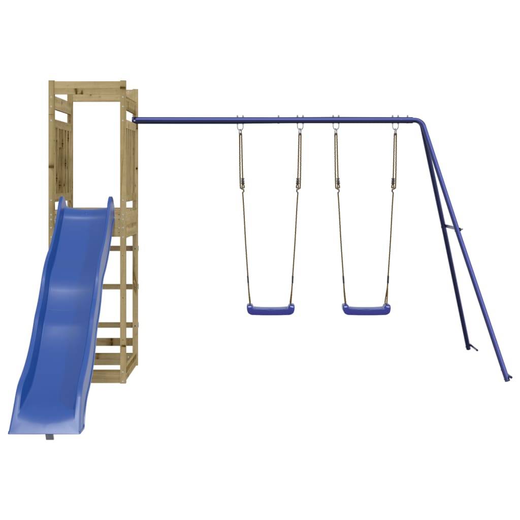 Helloshop26 - Aire de jeux d'extérieur balançoires toboggan portiques robuste jeux jardin 314 x 349 x 207 cm bois de pin imprégné - Image 2