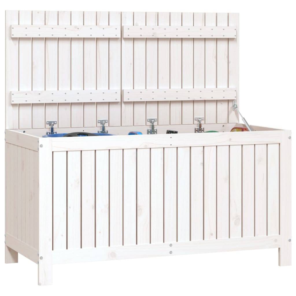 ComfortXL - Boîte de Rangement de Jardin en Bois de Pin Massif avec Couvercle à Vérin pour Terrasse Blanc 121 cm – ComfortXL Outdoor Living - Image 4