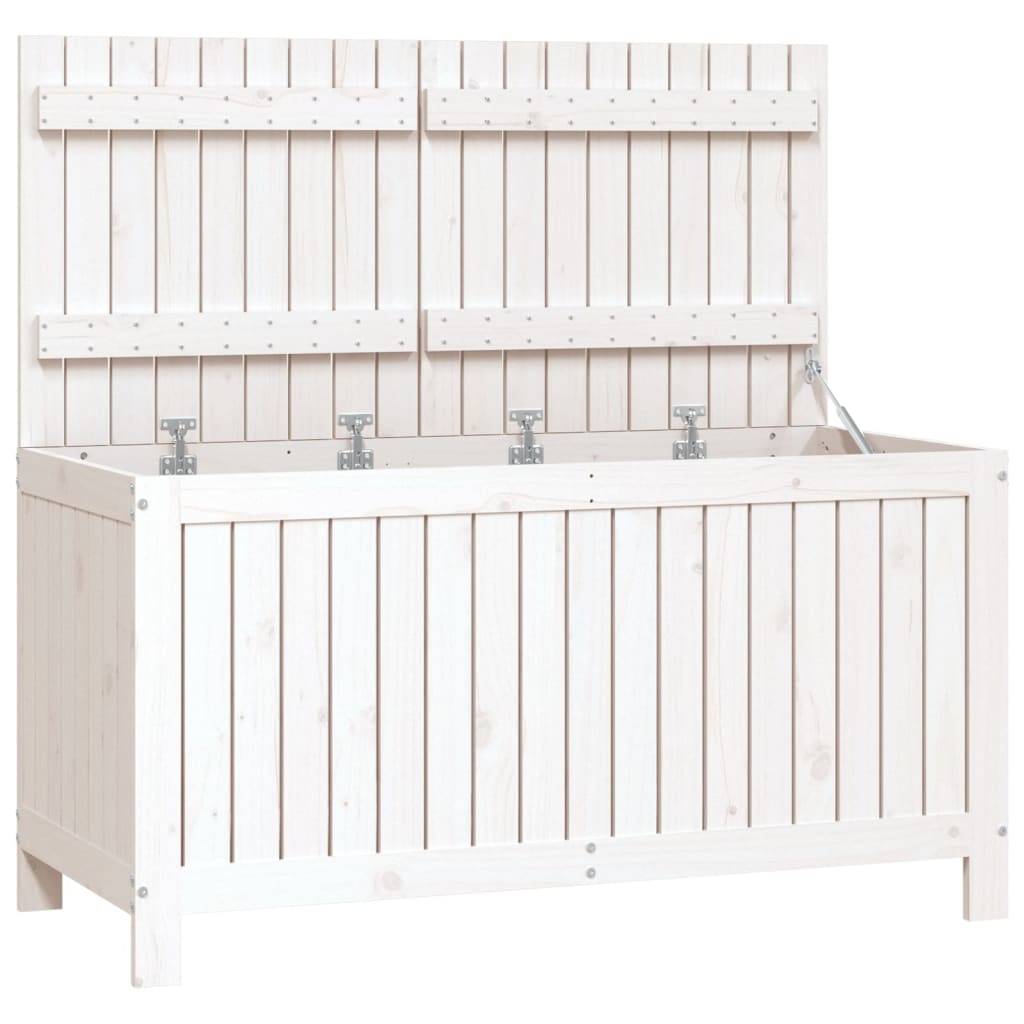 ComfortXL - Boîte de Rangement de Jardin en Bois de Pin Massif avec Couvercle à Vérin pour Terrasse Blanc 121 cm – ComfortXL Outdoor Living - Image 2