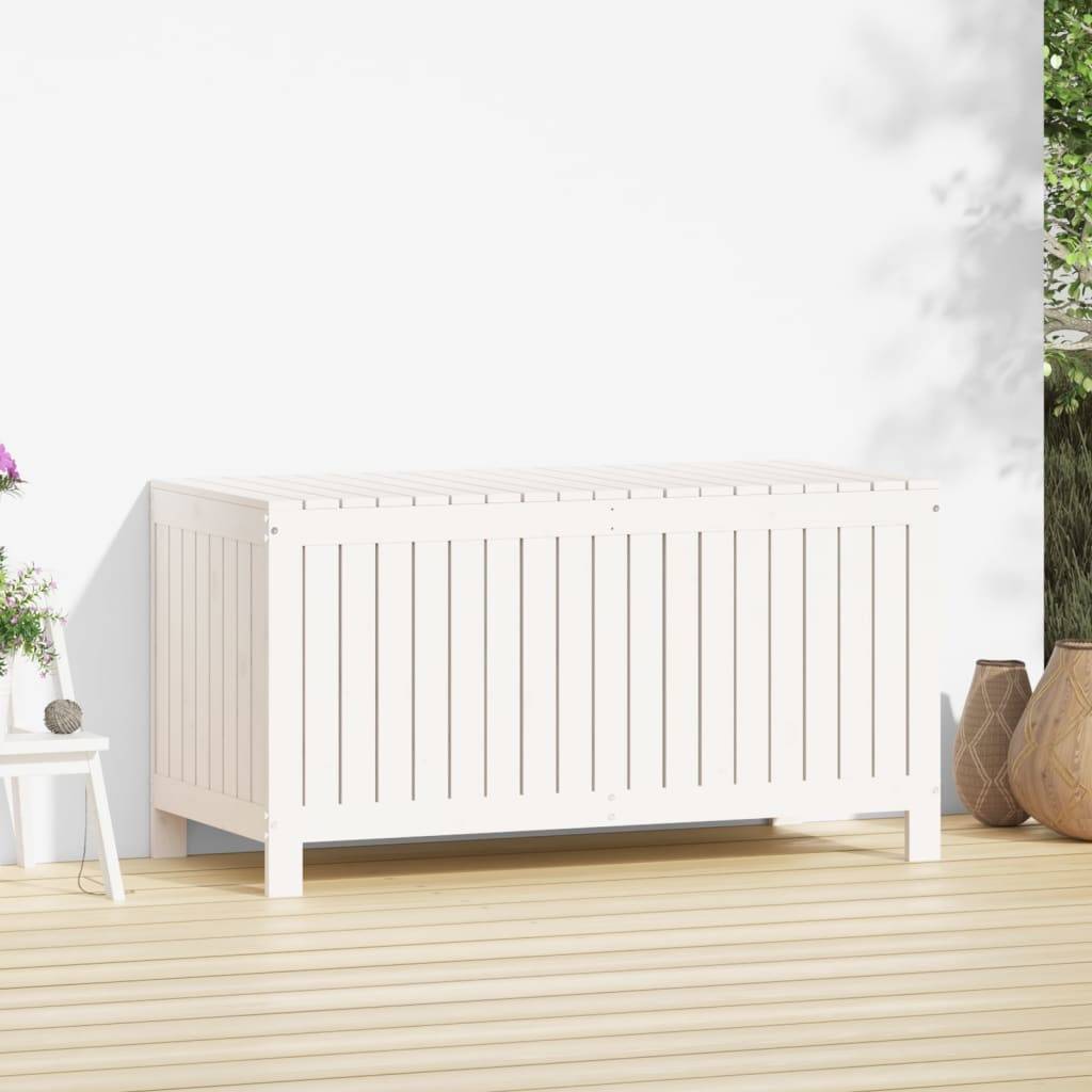 ComfortXL - Boîte de Rangement de Jardin en Bois de Pin Massif avec Couvercle à Vérin pour Terrasse Blanc 121 cm – ComfortXL Outdoor Living - Image 3
