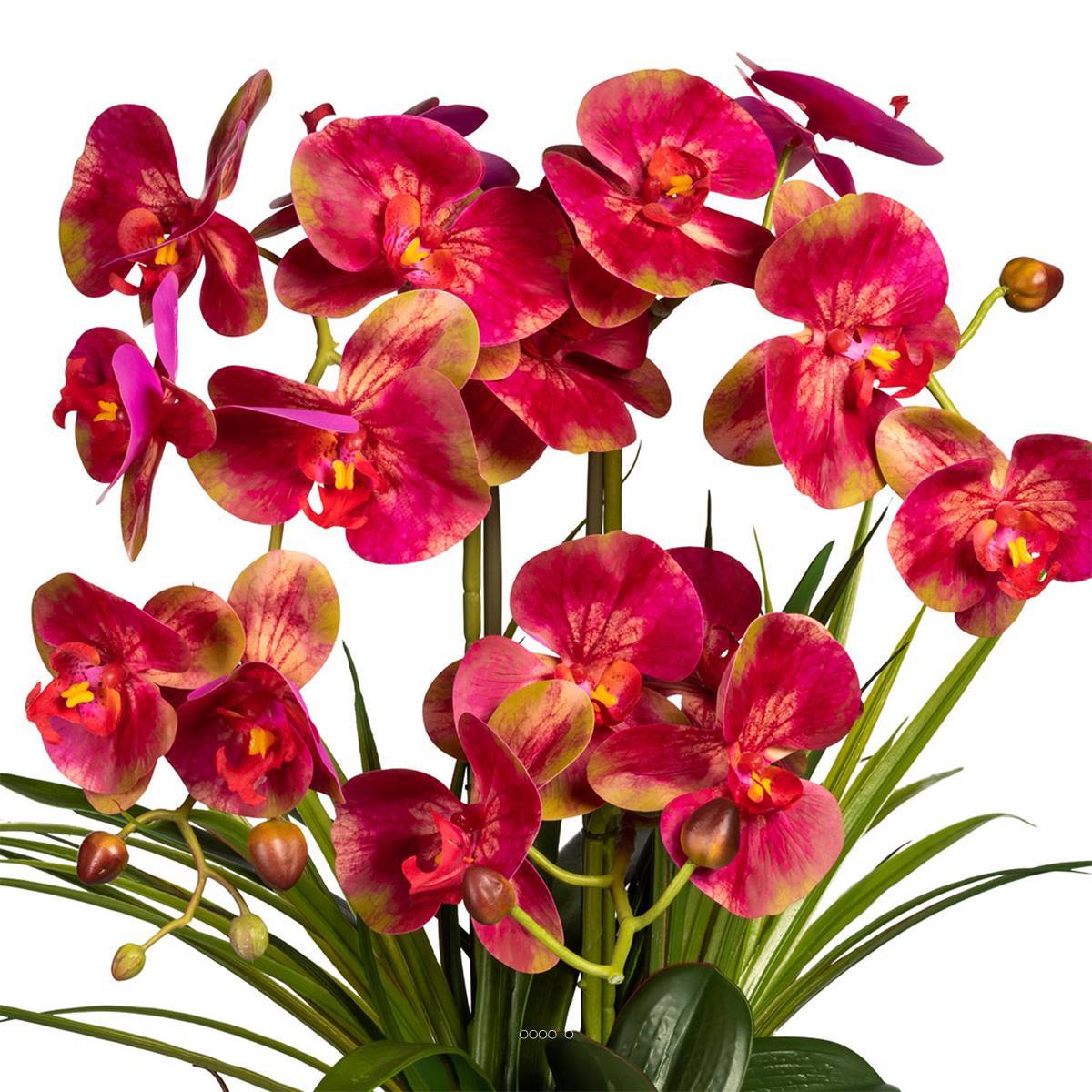 Artificielles - Orchidée factice 3 hampes vase céramique H58cm touché réel Rose beauty - couleur: Rose beauty - Image 3