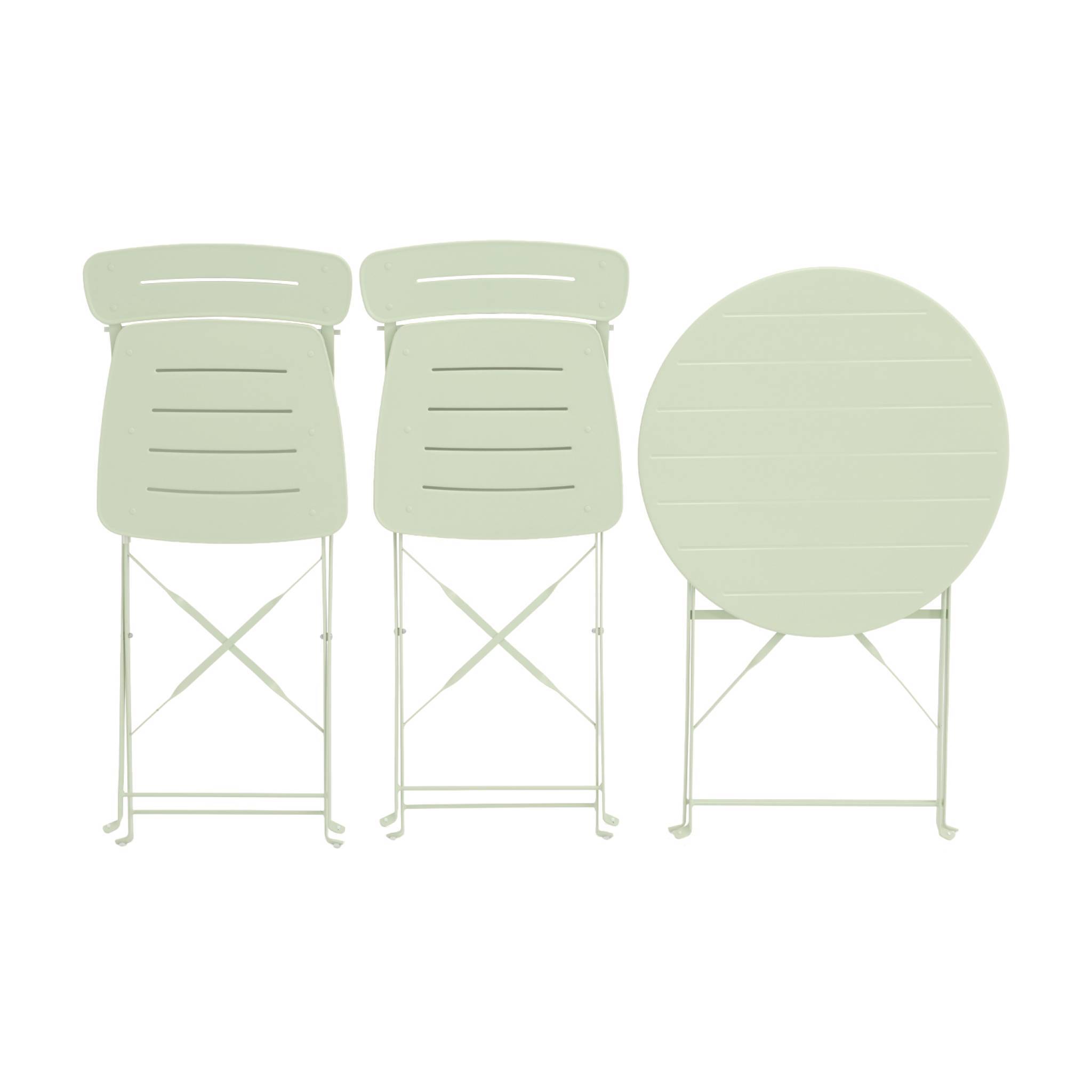 sweeek - Table de jardin bistrot pliante ronde acier + 2 assises vert - Balconea | sweeek - Image 7