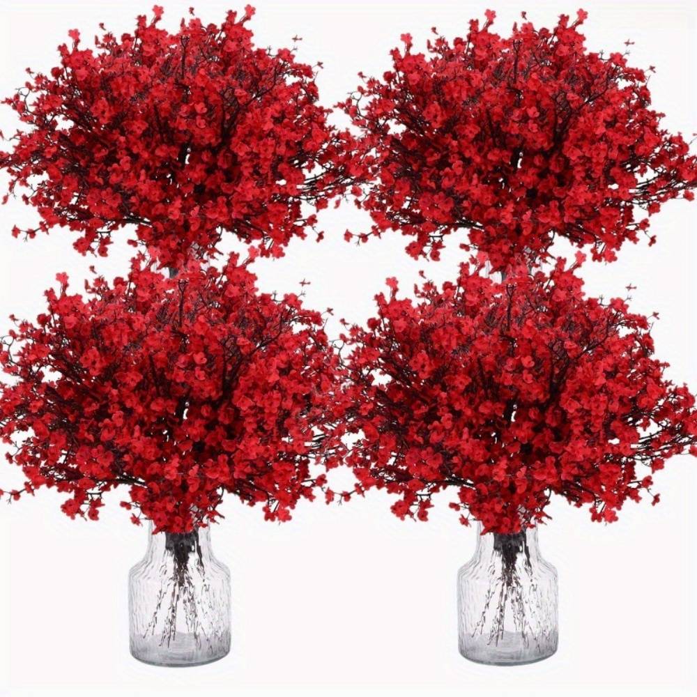 Lot de 10 Fleurs Artificielles Gypsophile Rose Rouge - Décoration Mariage et Intérieur Sans Entretien - Lytech - Image 6
