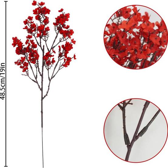 Lot de 10 Fleurs Artificielles Gypsophile Rose Rouge - Décoration Mariage et Intérieur Sans Entretien - Lytech - Image 2