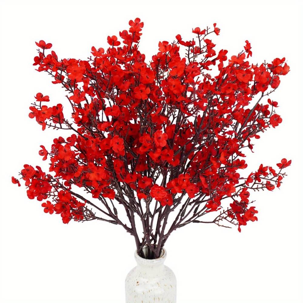 Lot de 10 Fleurs Artificielles Gypsophile Rose Rouge - Décoration Mariage et Intérieur Sans Entretien - Lytech - Image 1