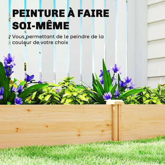 Sans Marque - Carré Potager de jardin en Bois massif, Jardinière Surélevé avec séparateur, 235 x 121 x 26 cm, effet Bois Naturel - Image 8