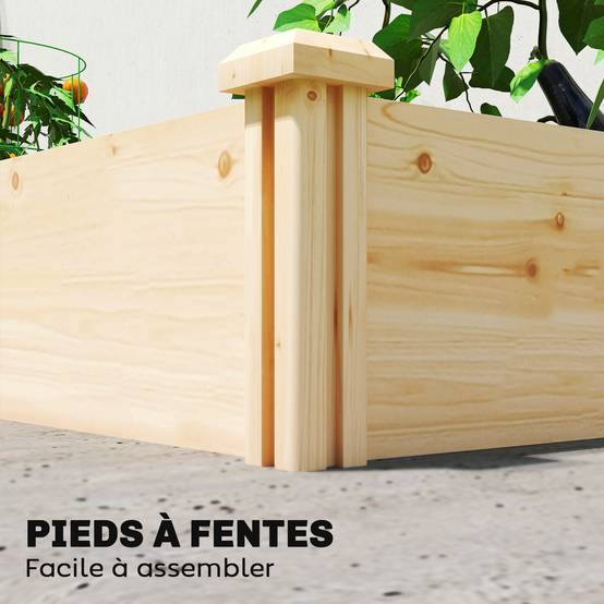 Sans Marque - Carré Potager de jardin en Bois massif, Jardinière Surélevé avec séparateur, 235 x 121 x 26 cm, effet Bois Naturel - Image 10