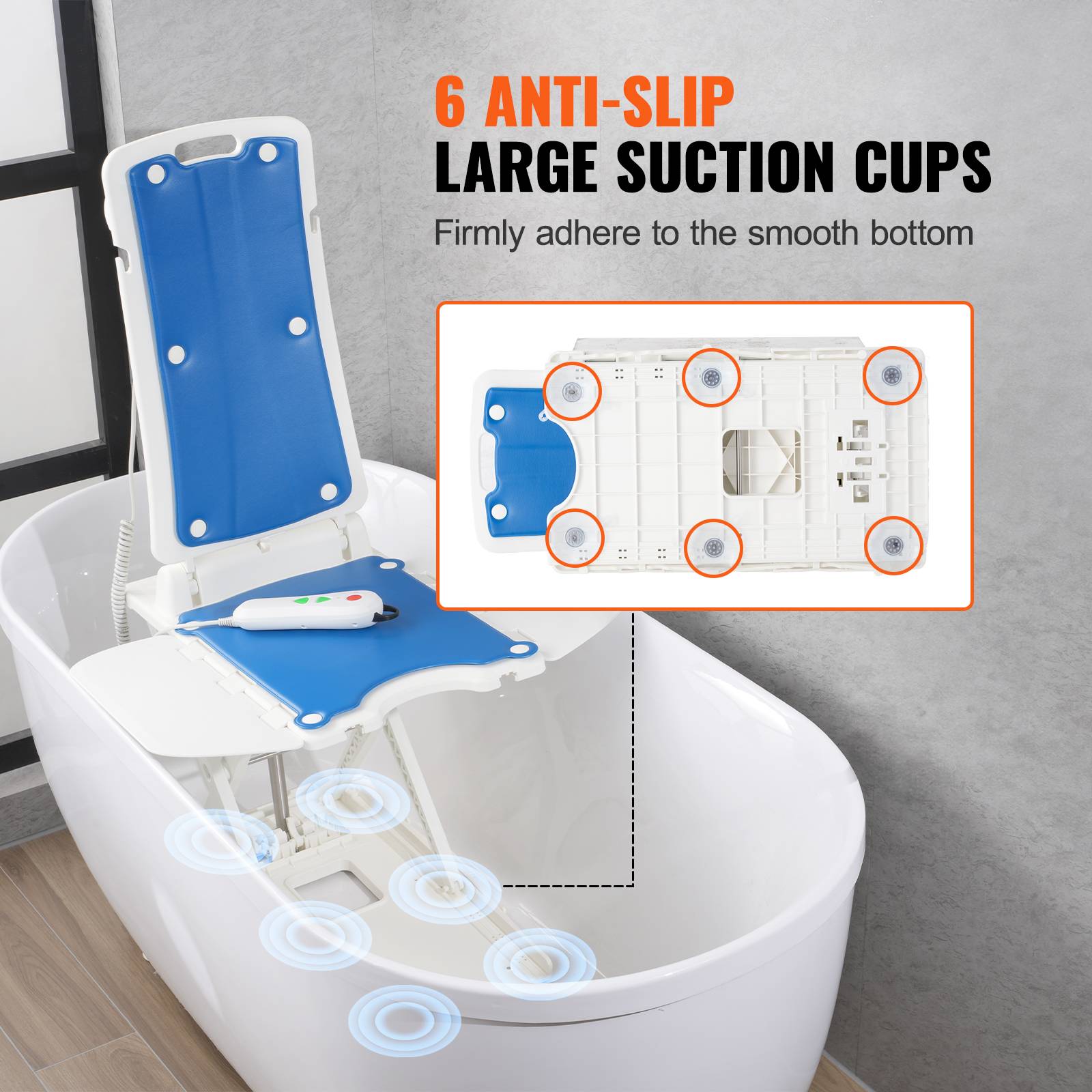 VEVOR Élévateur de bain électrique, 77-507 mm, supporte 140,6 kg, inclinaison 45°, pour personnes âgées/patients. - Image 5