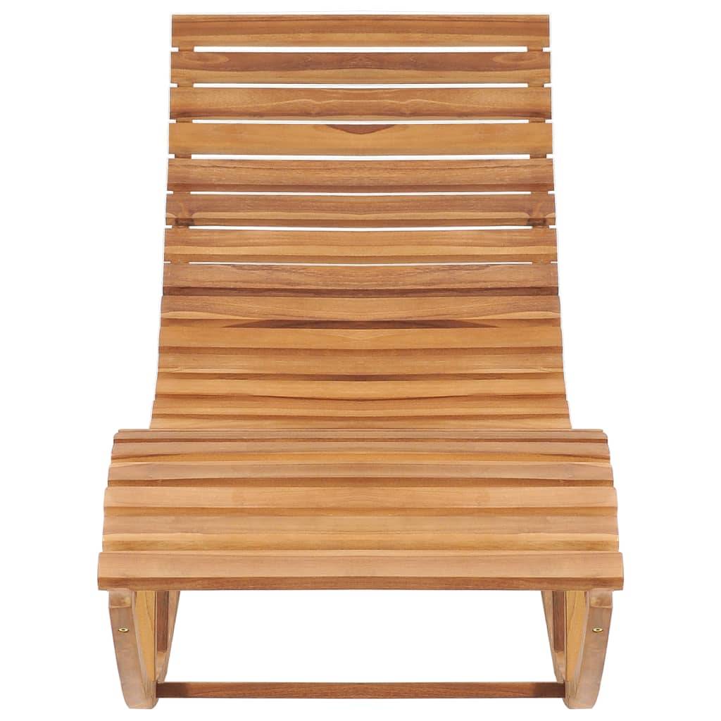 Helloshop26 - Transat chaise longue bain de soleil lit de jardin terrasse meuble d'extérieur à bascule bois de teck solide - Image 2