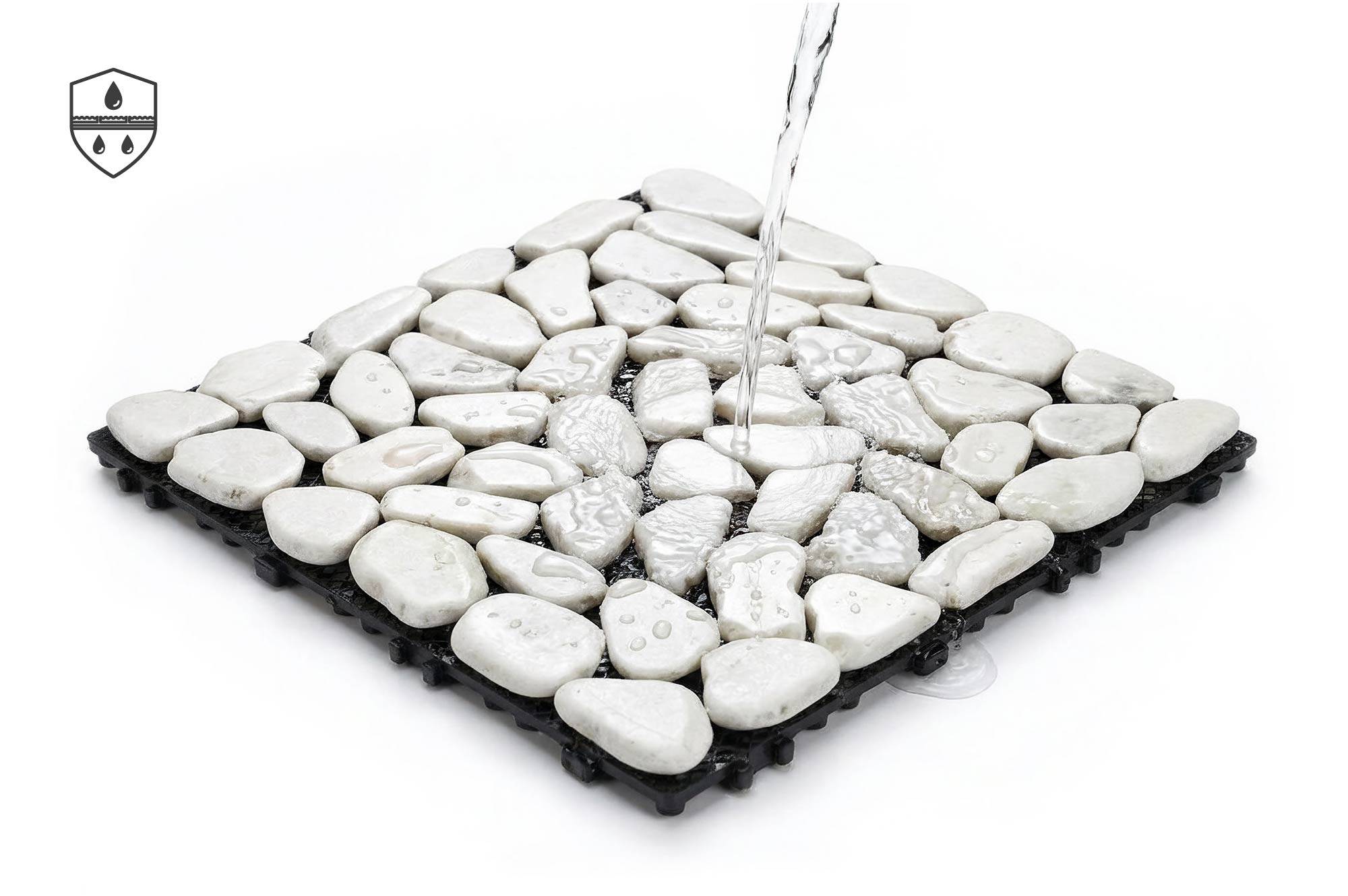 Casanoov Lot de 12 dalles clipsables terrasse OSSA galets blancs 30x30cm - Image 7