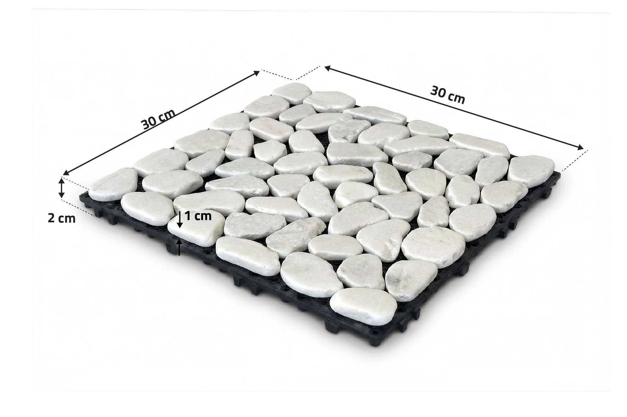 Casanoov Lot de 12 dalles clipsables terrasse OSSA galets blancs 30x30cm - Image 3