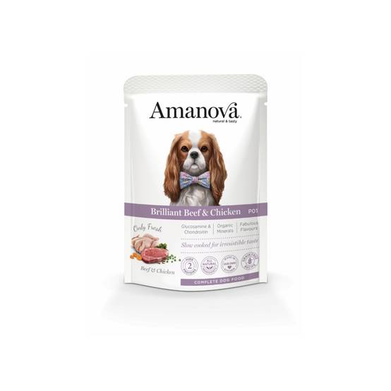 Pâtée chien sans céréales au bœuf poulet Amanova 100 g