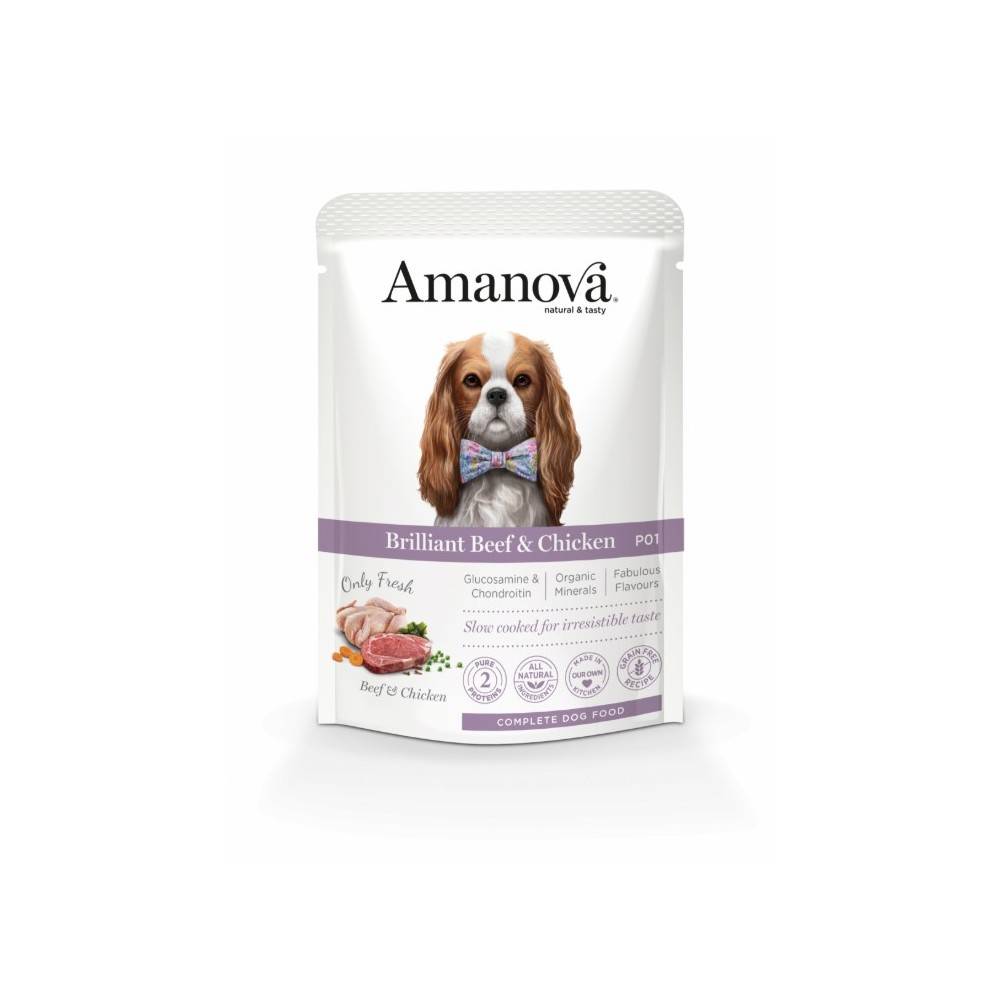 Pâtée chien sans céréales au bœuf poulet  Amanova 100 g