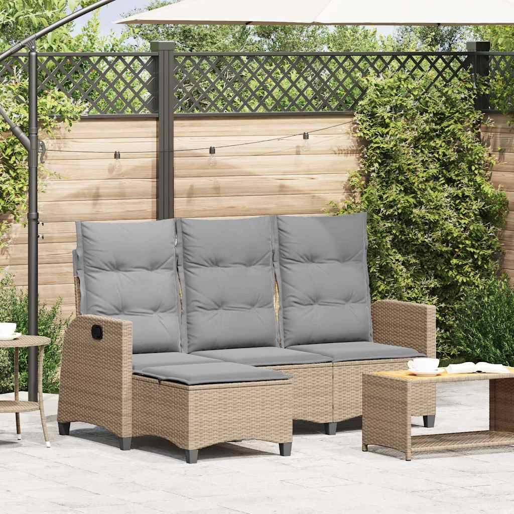 Grand Salon Angle Inclinable L Polyrotin Beige & Mécanisme Ajustable pour Relax sur le Patio Gris – ComfortXL Outdoor Living - Image 1