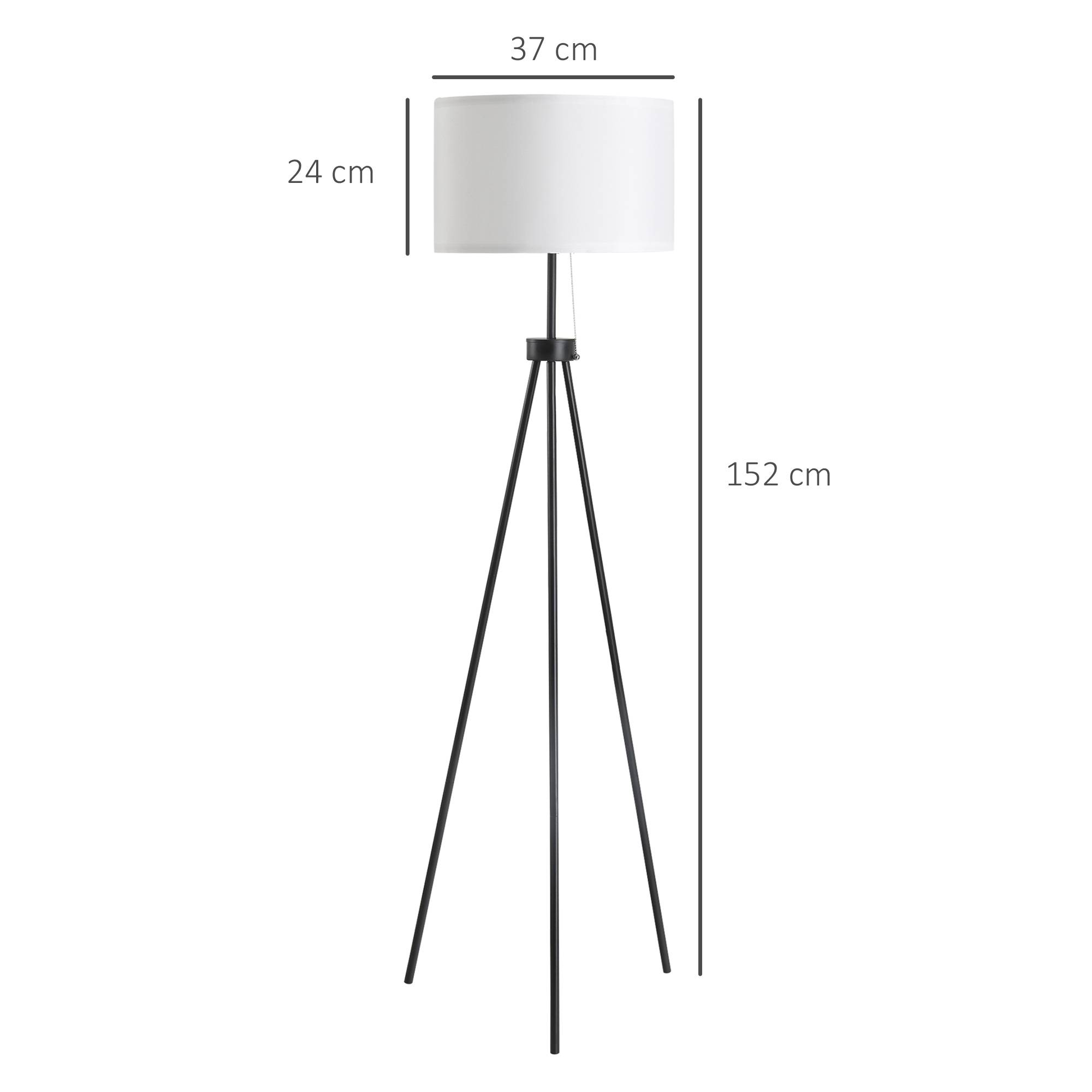 Lampadaire trépied métallique abat-jour tissu design classique Ø37 × 152 cm maison et bureau - Image 5