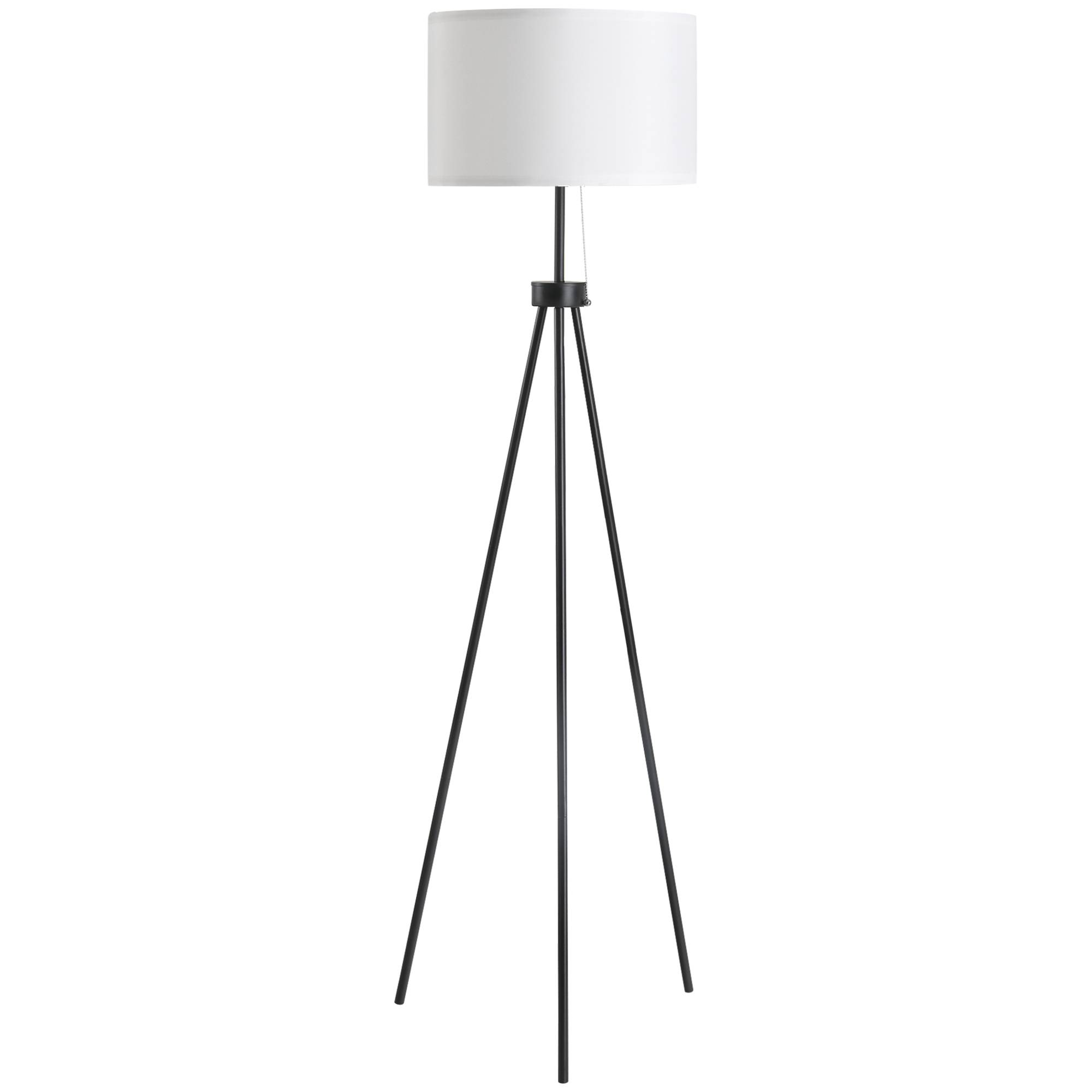 Lampadaire trépied métallique abat-jour tissu design classique Ø37 × 152 cm maison et bureau - Image 1