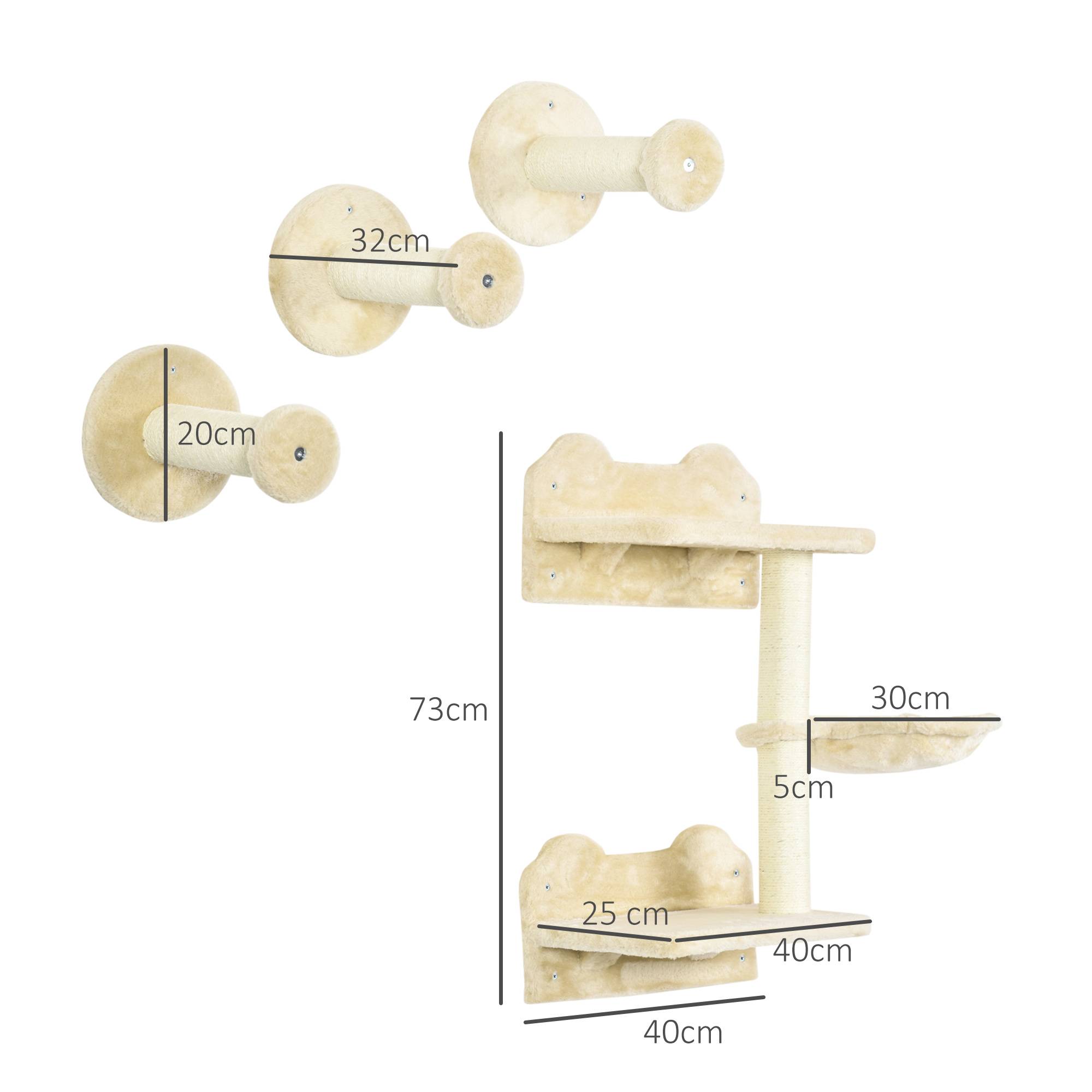 Sans Marque - Marches escalade, mur, 4 pièces, griffoir, hamac, 40x28x73cm, Beige+blanc crème - Image 5