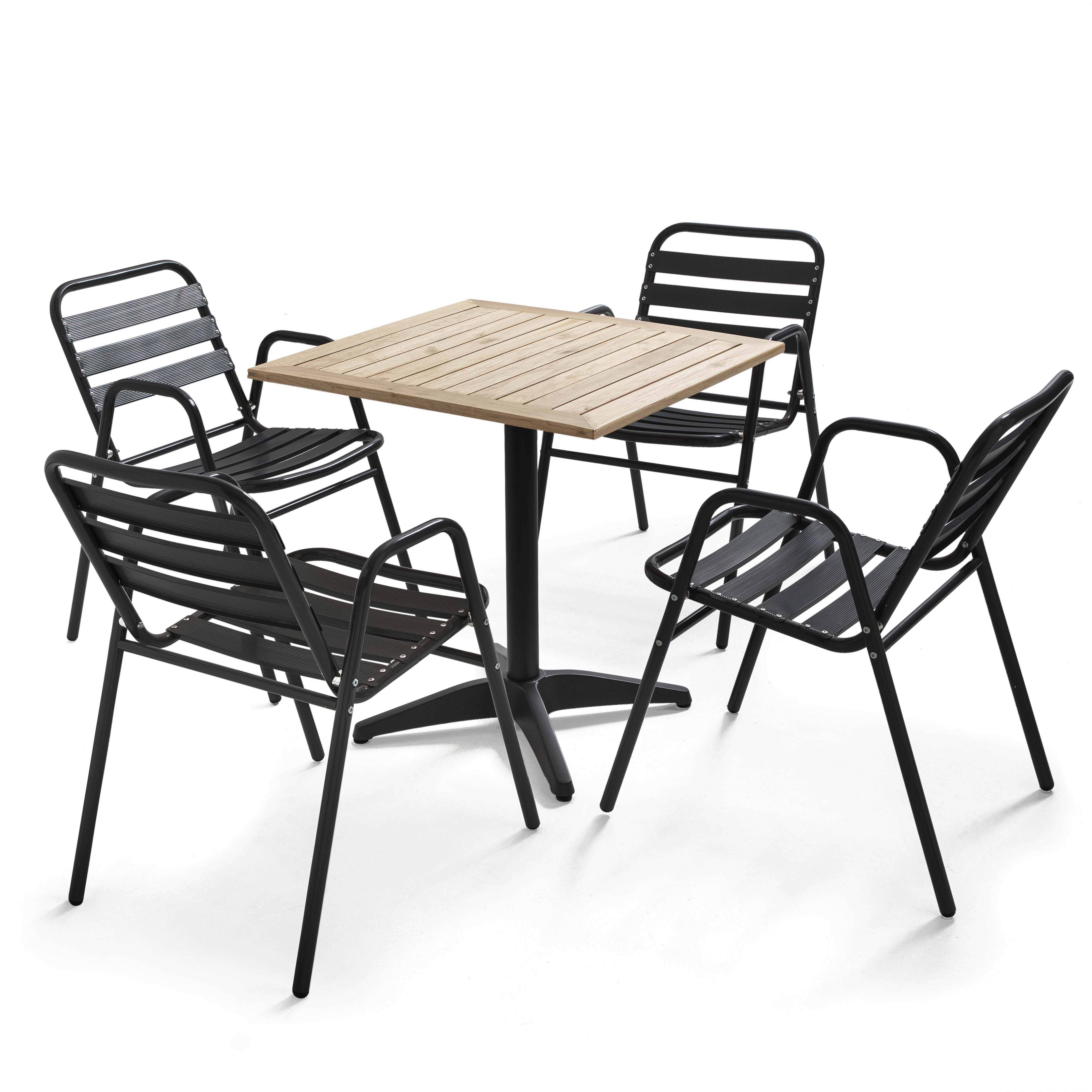 Oviala - Ensemble de jardin table et 4 chaises aluminium et bois Times square - Oviala - Image 1