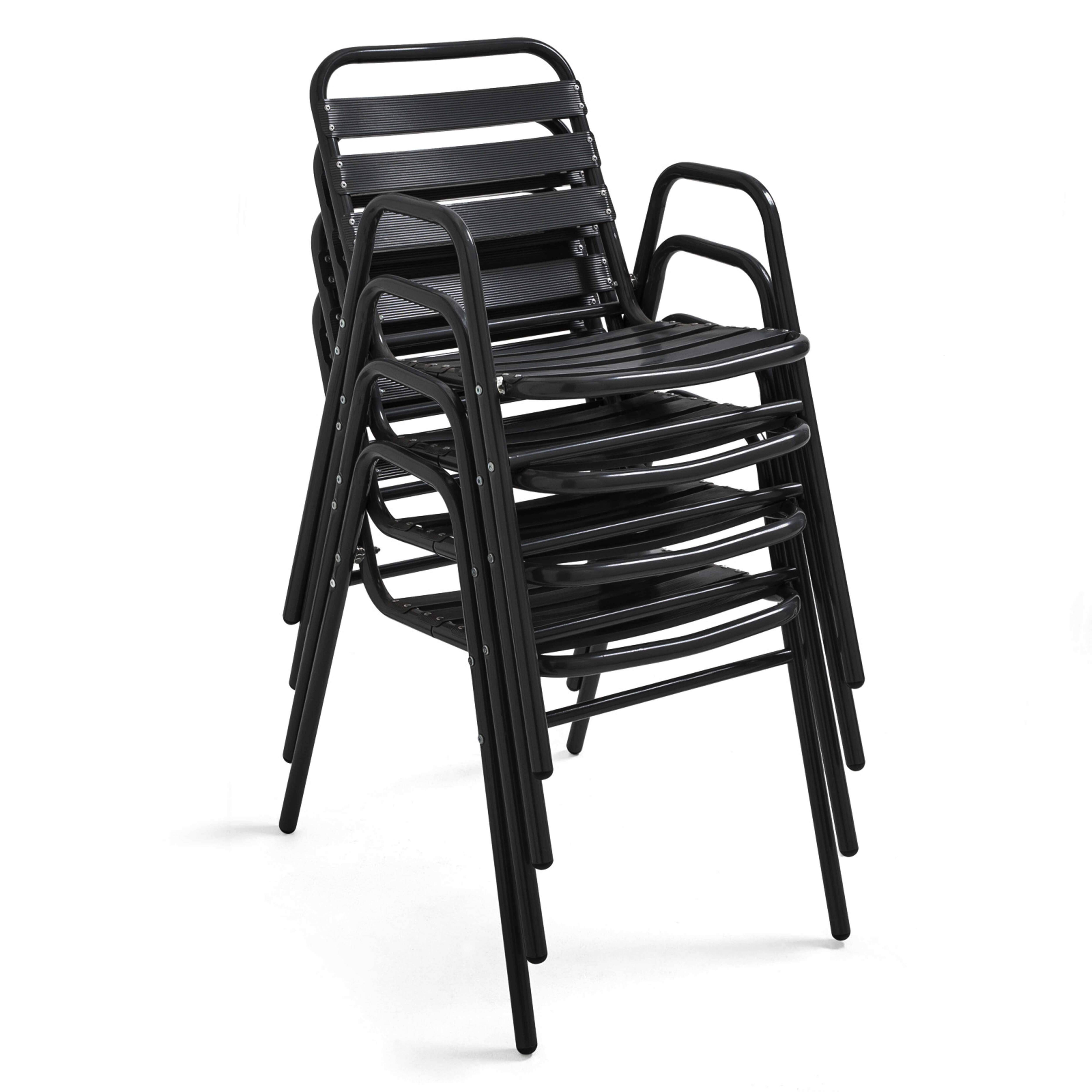 Oviala - Ensemble de jardin table et 4 chaises aluminium et bois Times square - Oviala - Image 2