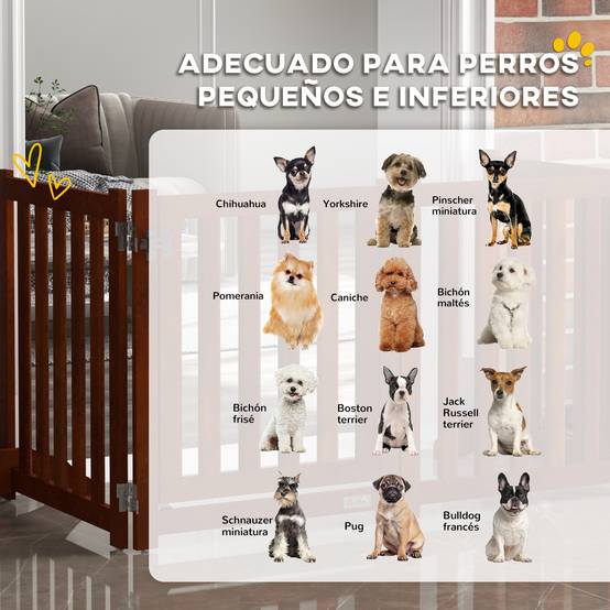 Barrière de sécurité pour chiens pour escaliers et portes, pliable avec support autoportant, 205 x 30 x 60 cm, marron - Image 6