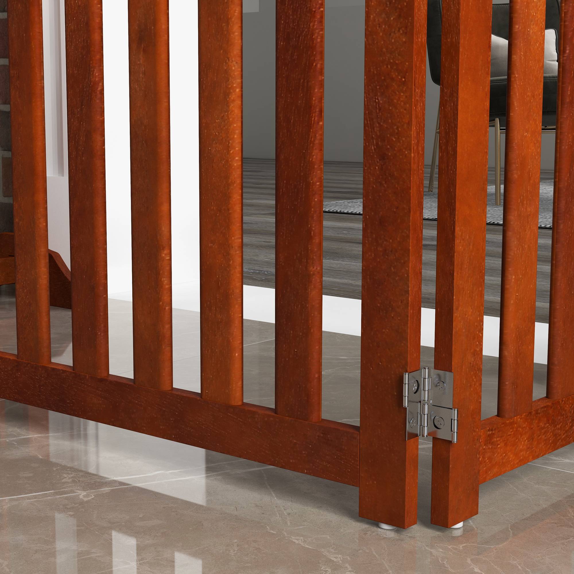 Barrière de sécurité pour chiens pour escaliers et portes, pliable avec support autoportant, 205 x 30 x 60 cm, marron - Image 10