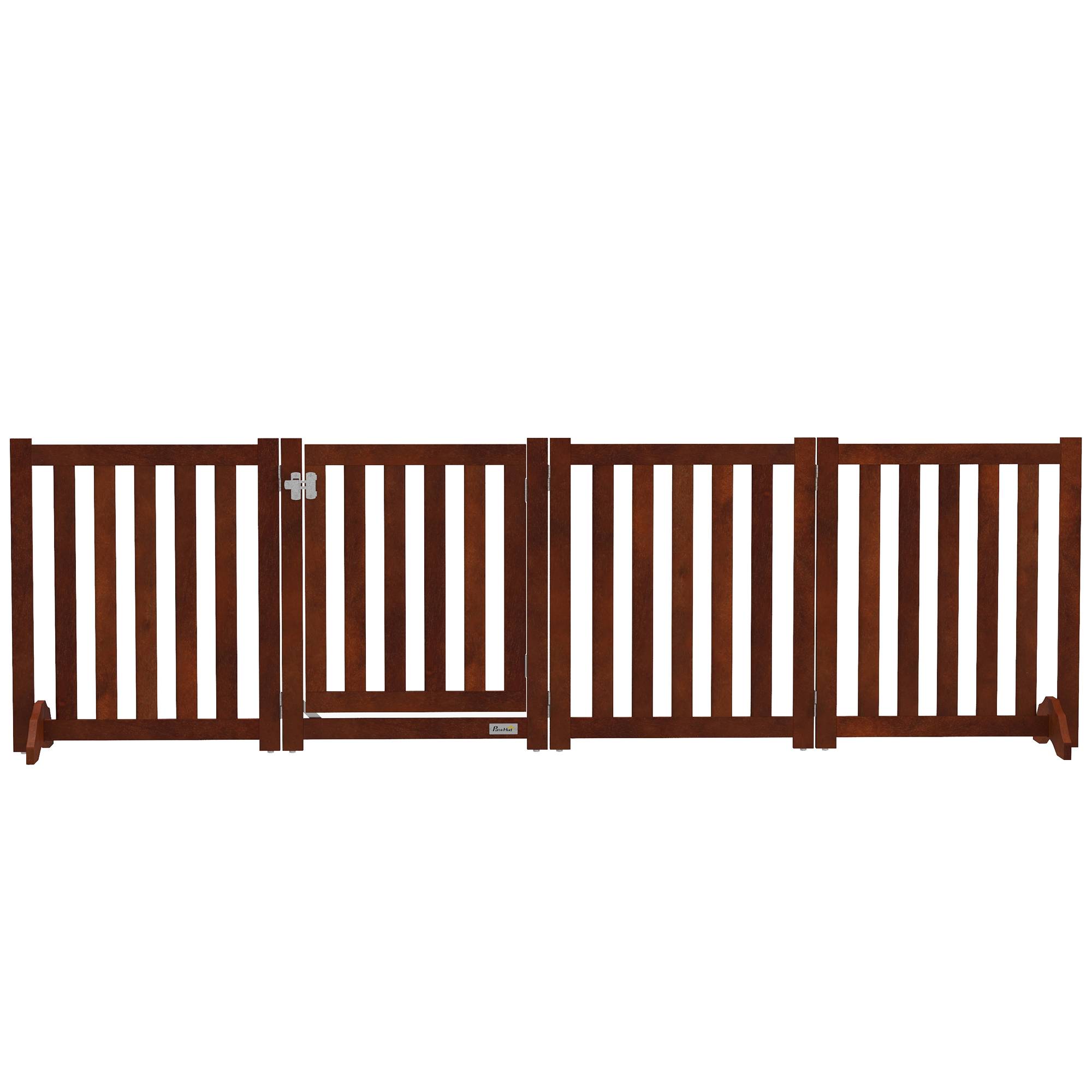 Barrière de sécurité pour chiens pour escaliers et portes, pliable avec support autoportant, 205 x 30 x 60 cm, marron - Image 2