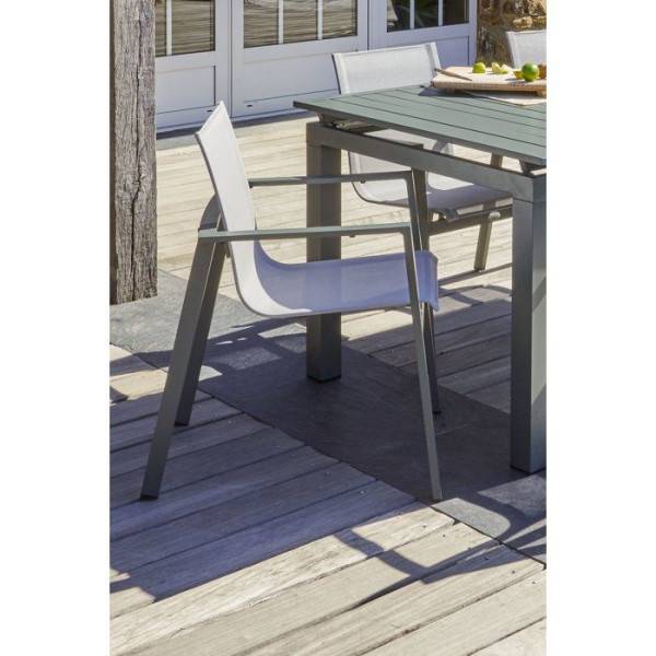 Dcb Garden - Lot composé d'une table de jardin + 6 fauteuils - Kaki - Miami - Fauteuils empilables - Image 6