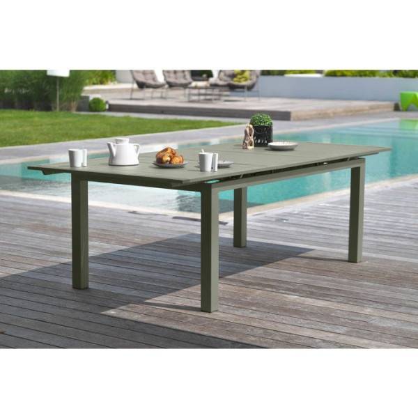 Dcb Garden - Lot composé d'une table de jardin + 6 fauteuils - Kaki - Miami - Fauteuils empilables - Image 4