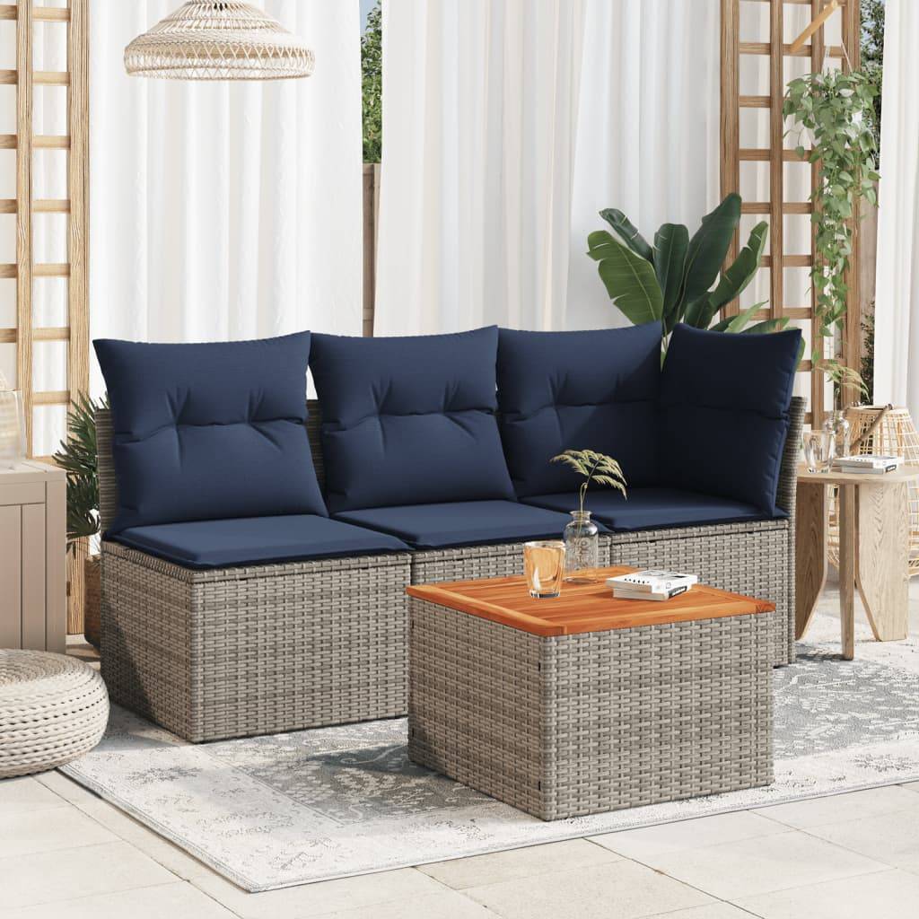 ComfortXL - Table d'Appoint de Jardin Grise et Bois 55cm, Carrée en Résine Tressée et Acacia – ComfortXL Outdoor Living - Image 3