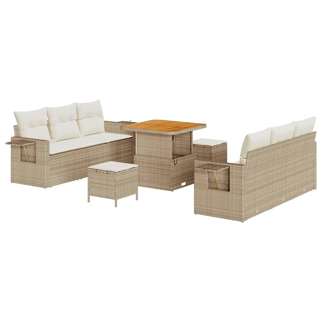 ComfortXL - Salon de Jardin Confort Rotin Synthétique 9 Pièces Table Carrée et Rangement Beige Crème – ComfortXL Outdoor Living - Image 2