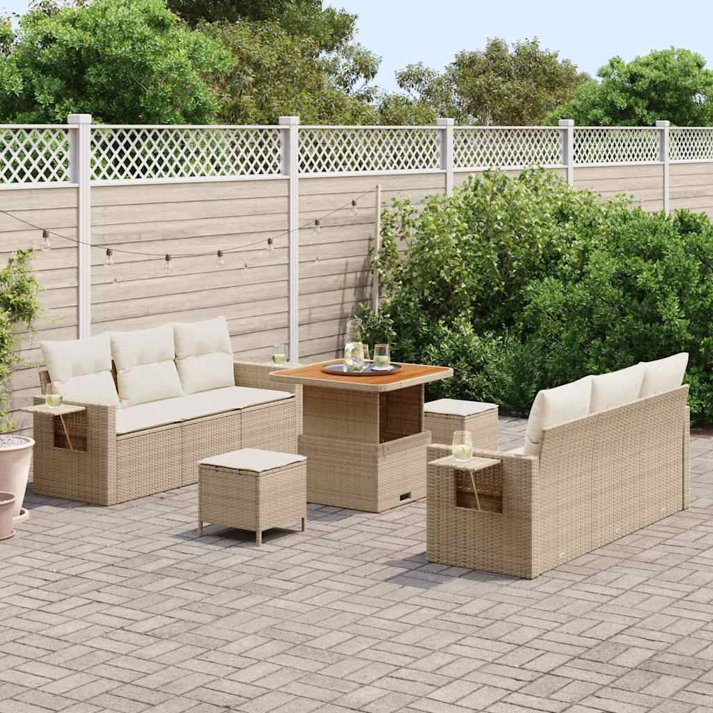 ComfortXL - Salon de Jardin Confort Rotin Synthétique 9 Pièces Table Carrée et Rangement Beige Crème – ComfortXL Outdoor Living - Image 3